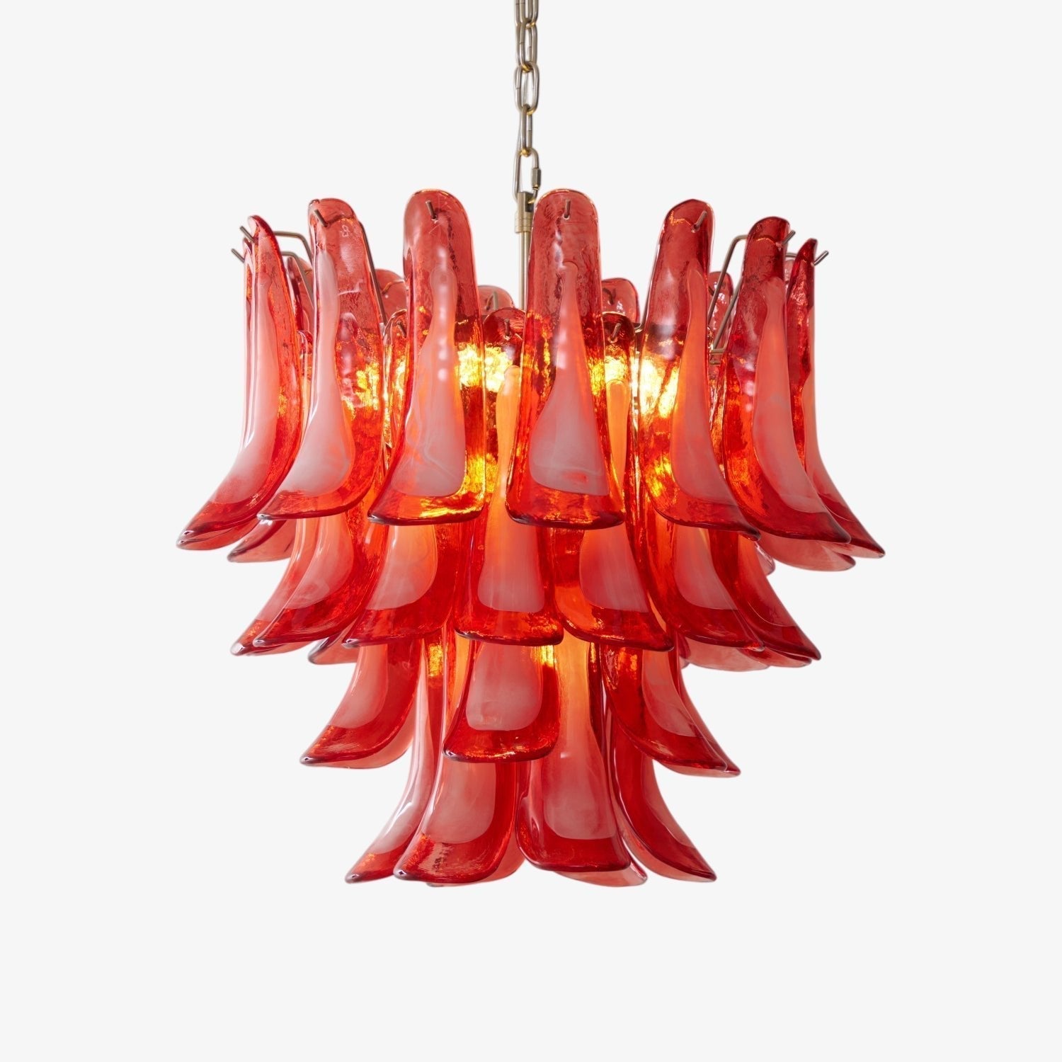 Celoelle Chandelier Crimson Murano Glass Petals Layered Vintage