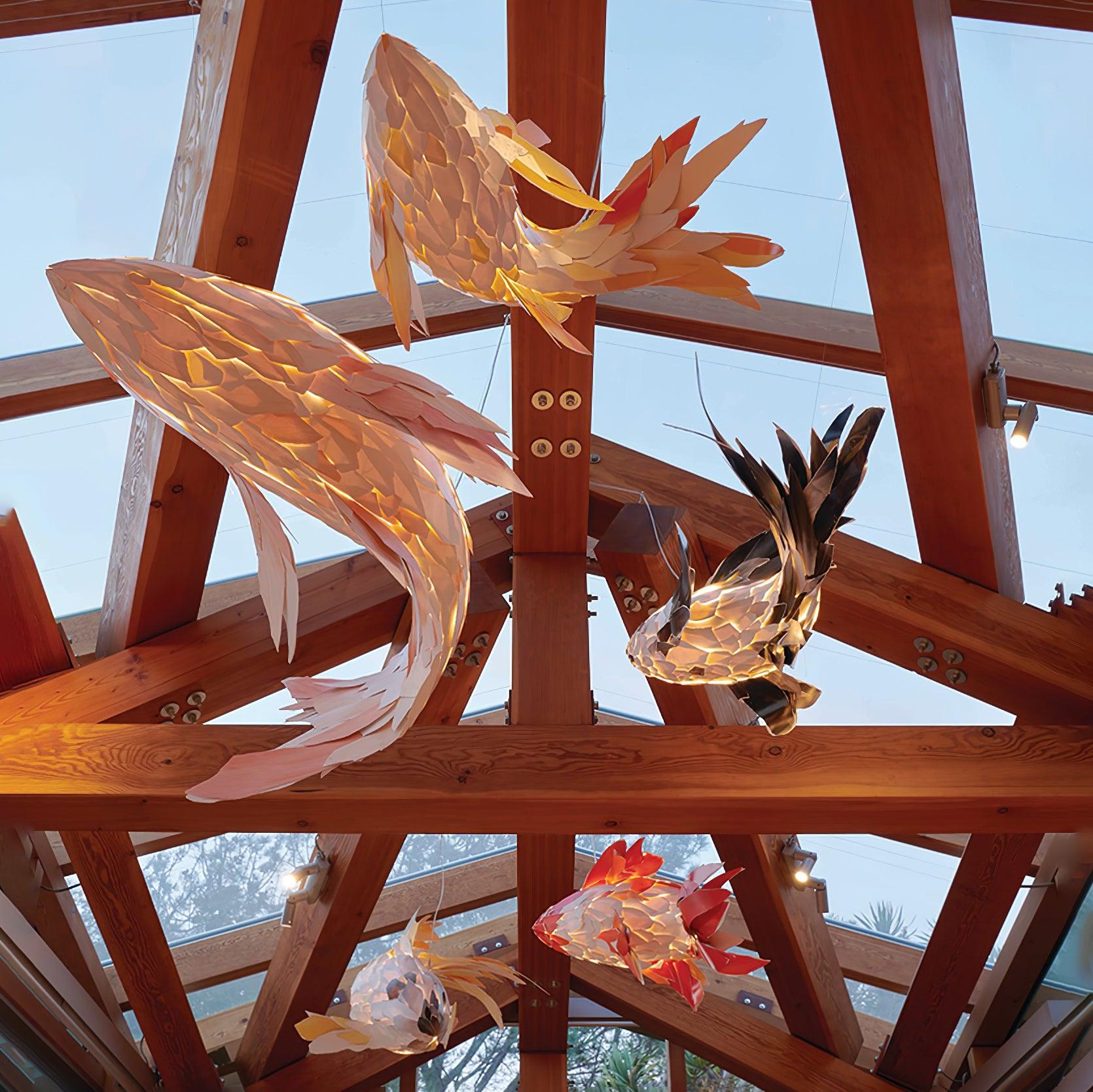 Aureline Crimson Swirl Koi Chandelier