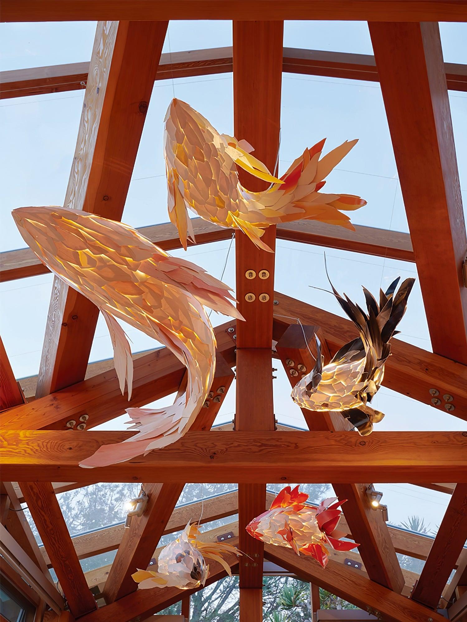 Aureline Crimson Swirl Koi Chandelier