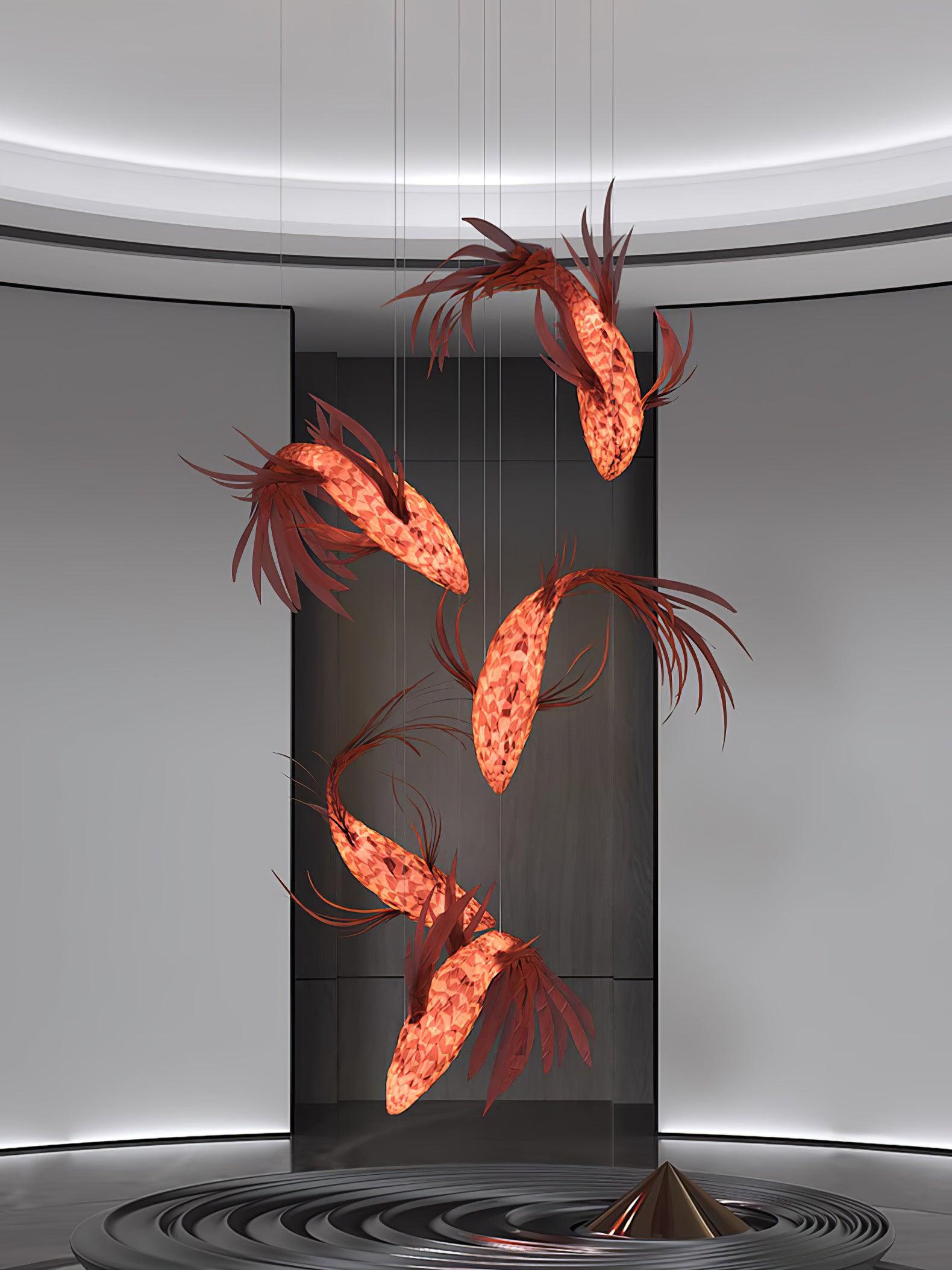 Aureline Crimson Swirl Koi Chandelier