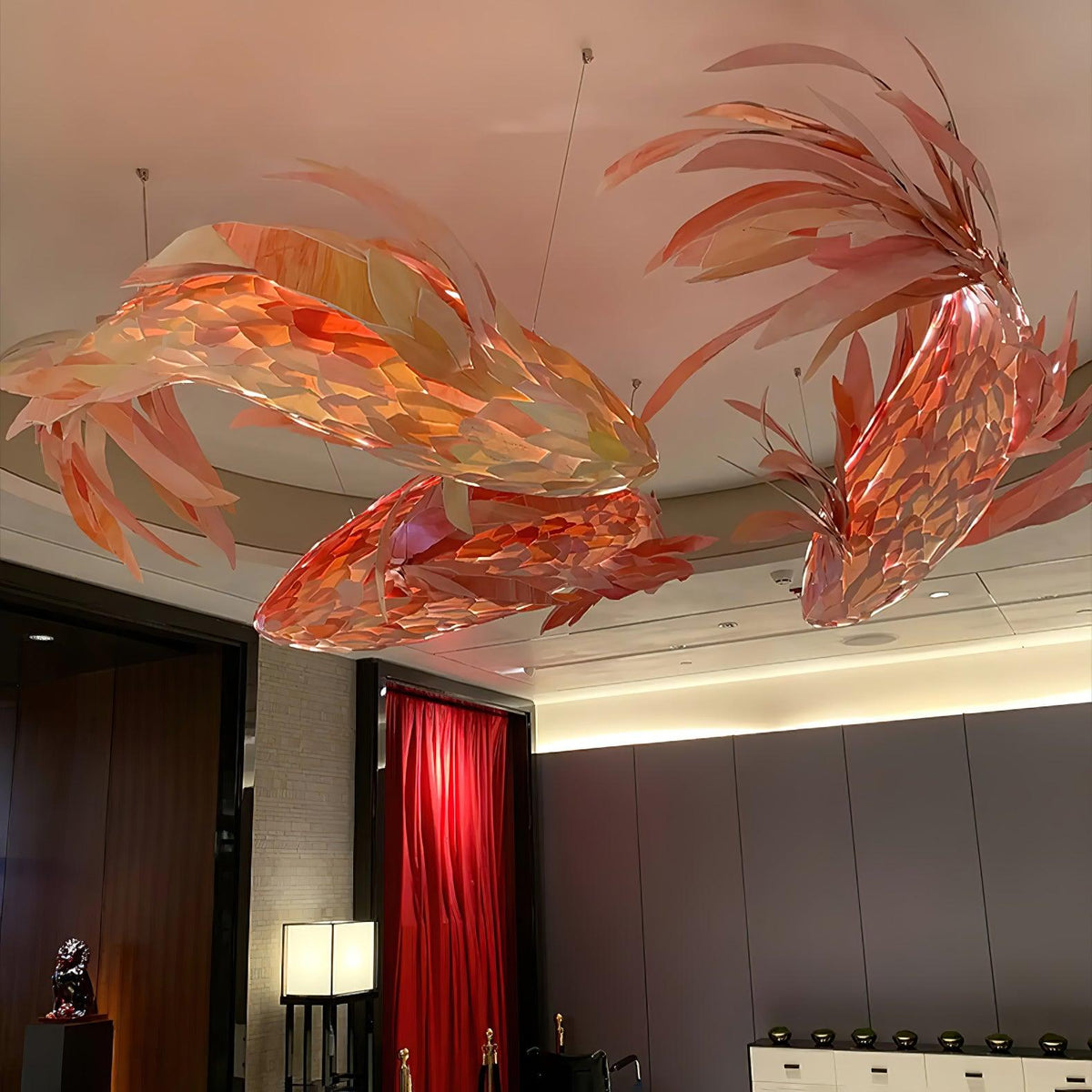 Aureline Crimson Swirl Koi Chandelier