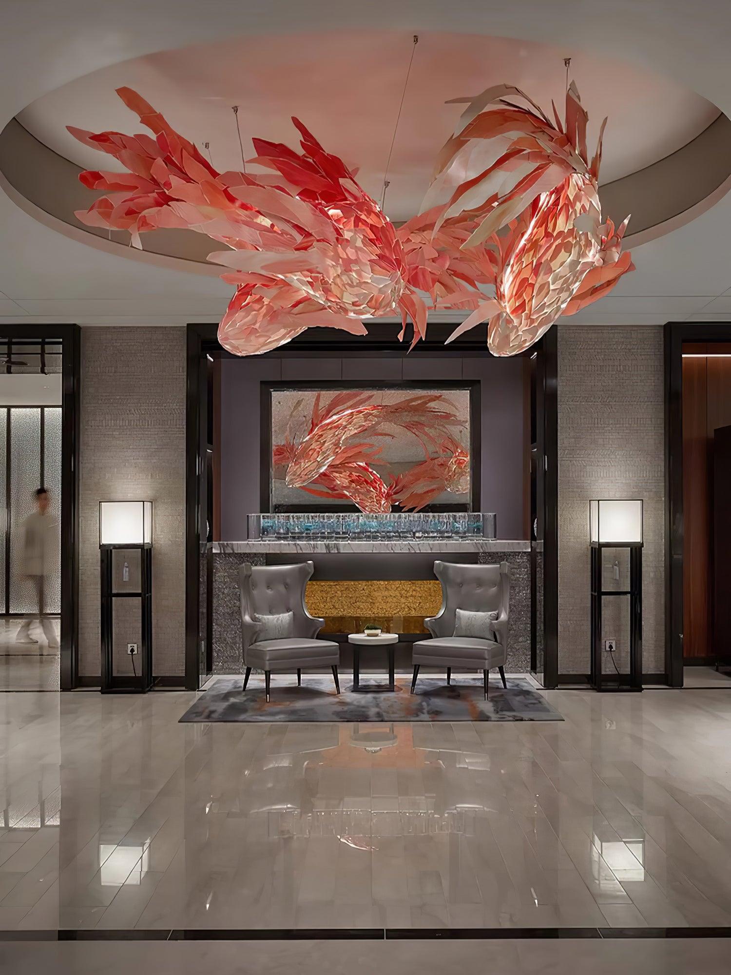 Aureline Crimson Swirl Koi Chandelier