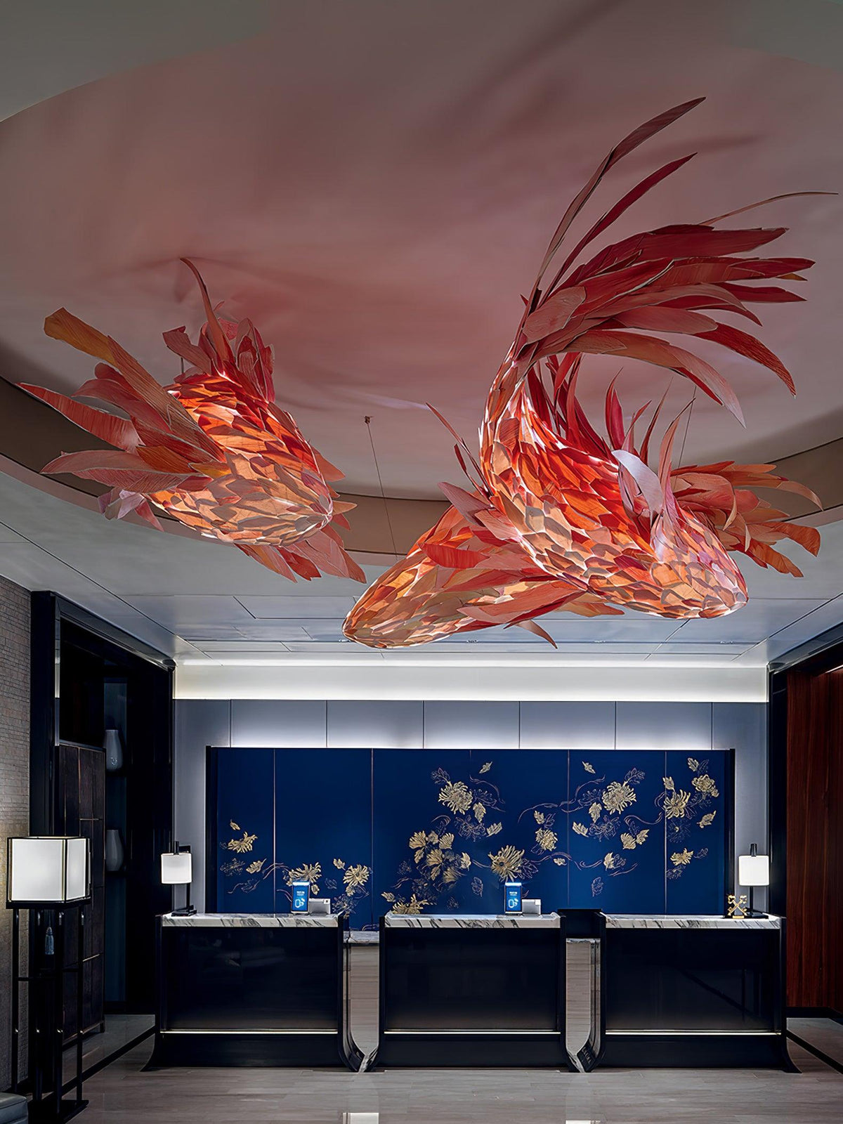 Aureline Crimson Swirl Koi Chandelier
