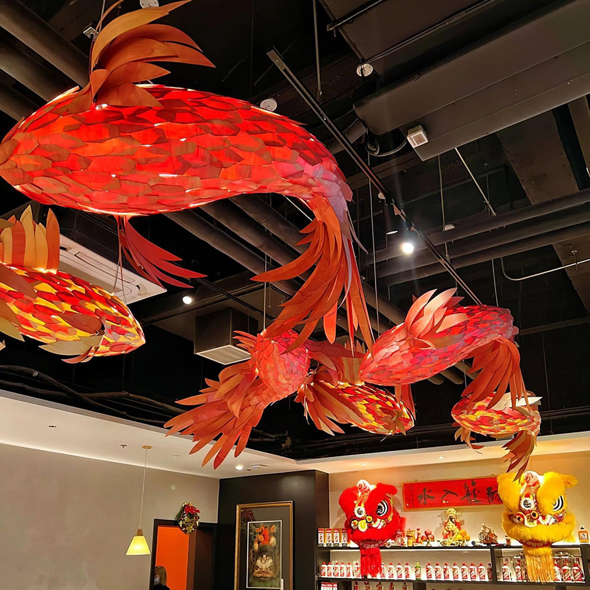 Aureline Crimson Swirl Koi Chandelier