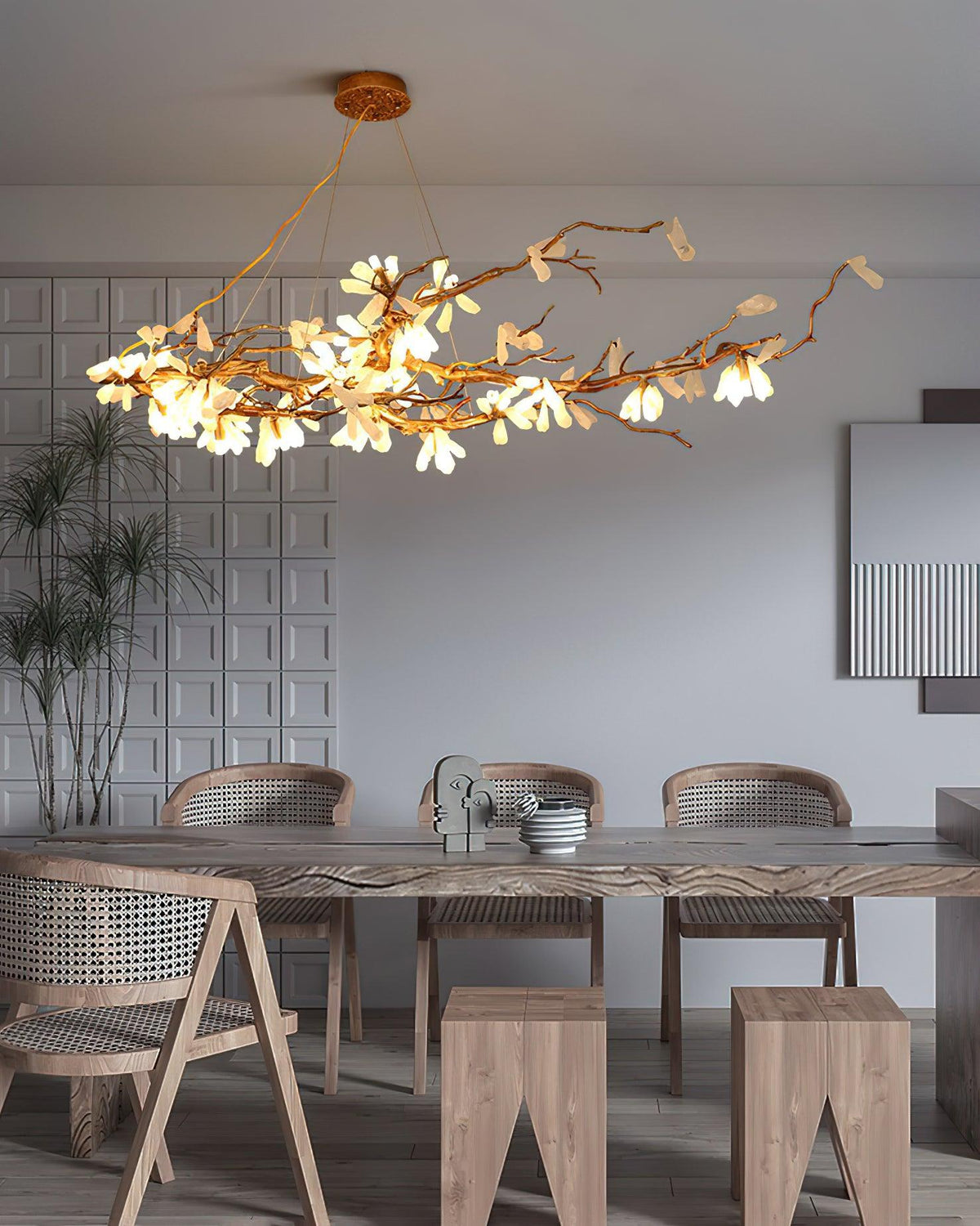 Irtvin Chandelier Branch Stone Organic