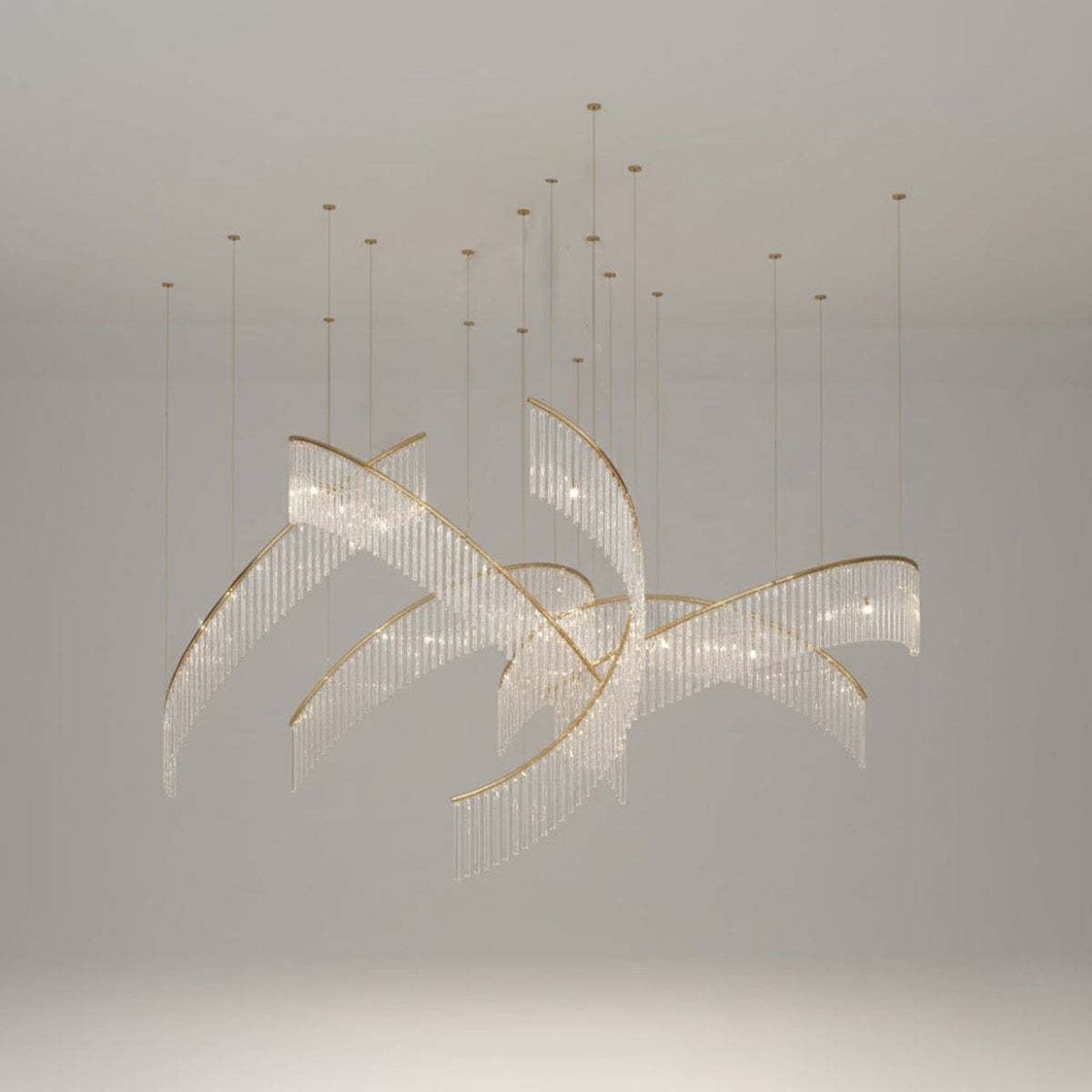 Rivella Shimmering Cascade Crystal Glass Chandelier