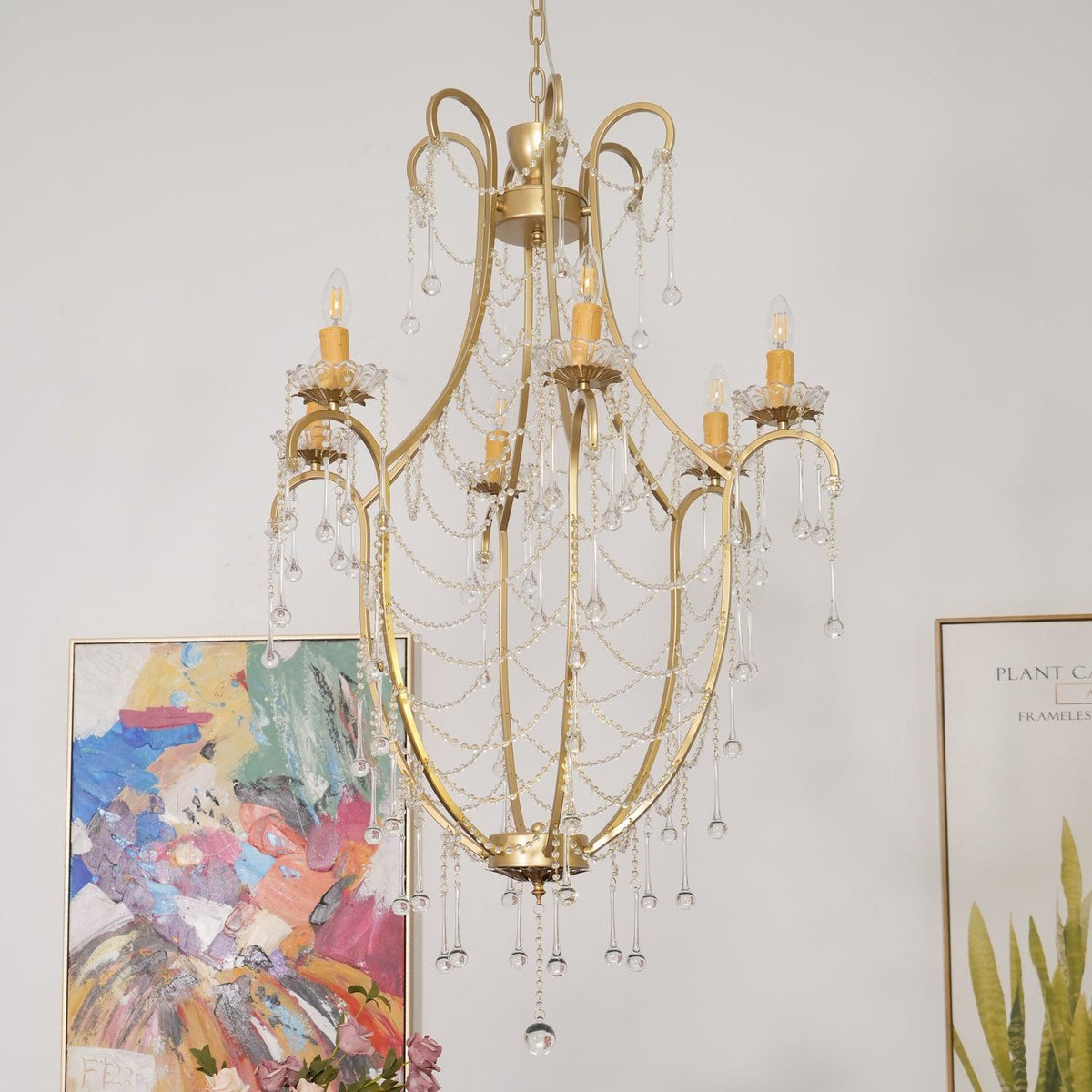 Eiriian Chandelier Birdcage Glass Drops