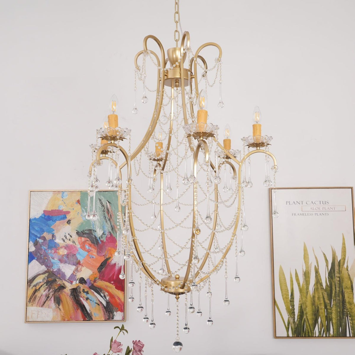 Eiriian Chandelier Birdcage Glass Drops