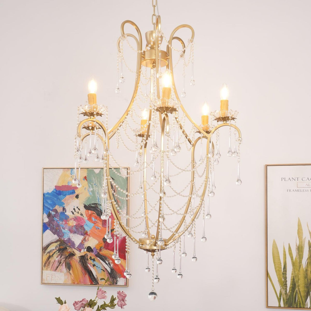Eiriian Chandelier Birdcage Glass Drops