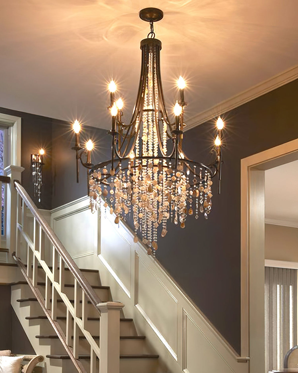 Sorvexa Chandelier Luxury Shell Crystal Retro