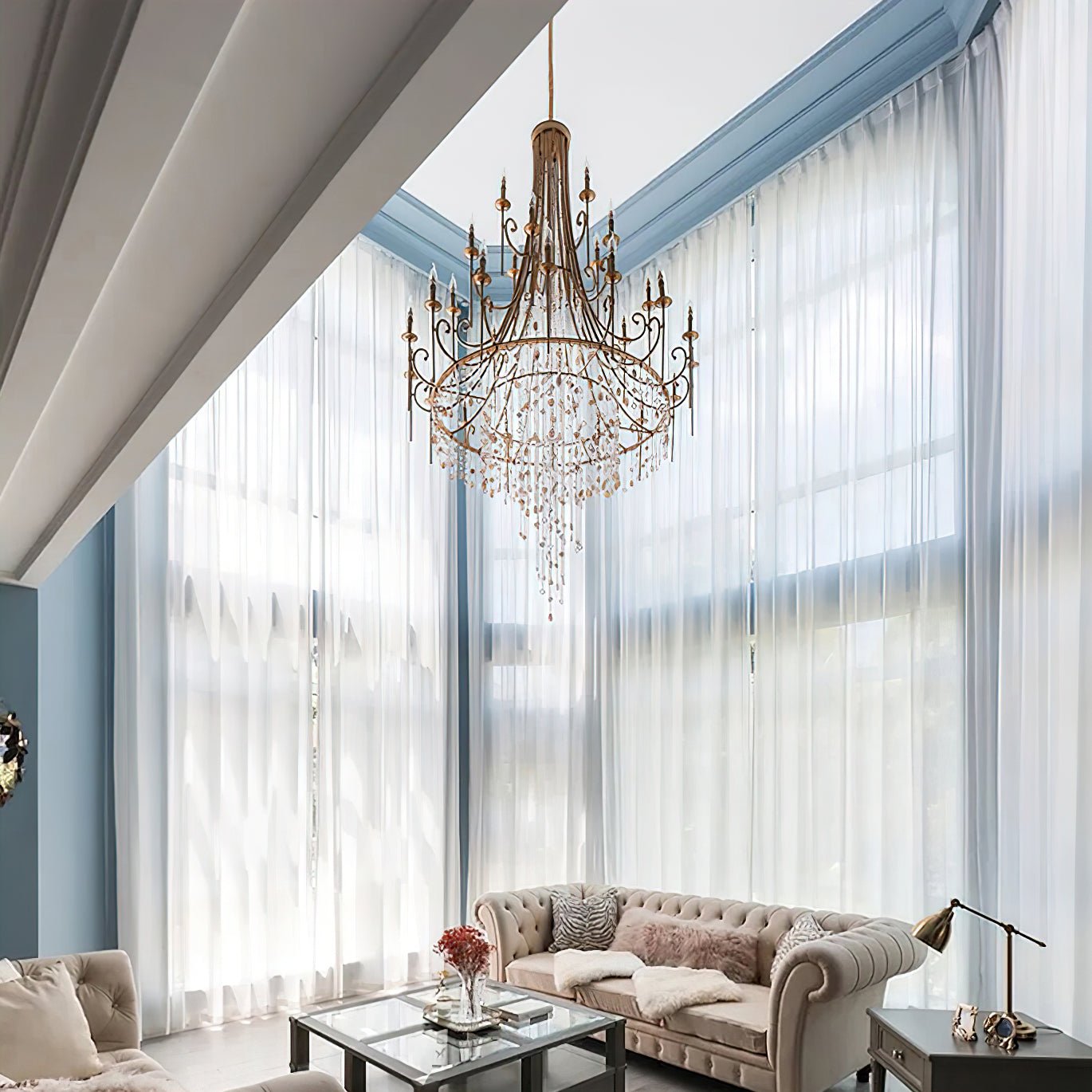 Sorvexa Chandelier Luxury Shell Crystal Retro