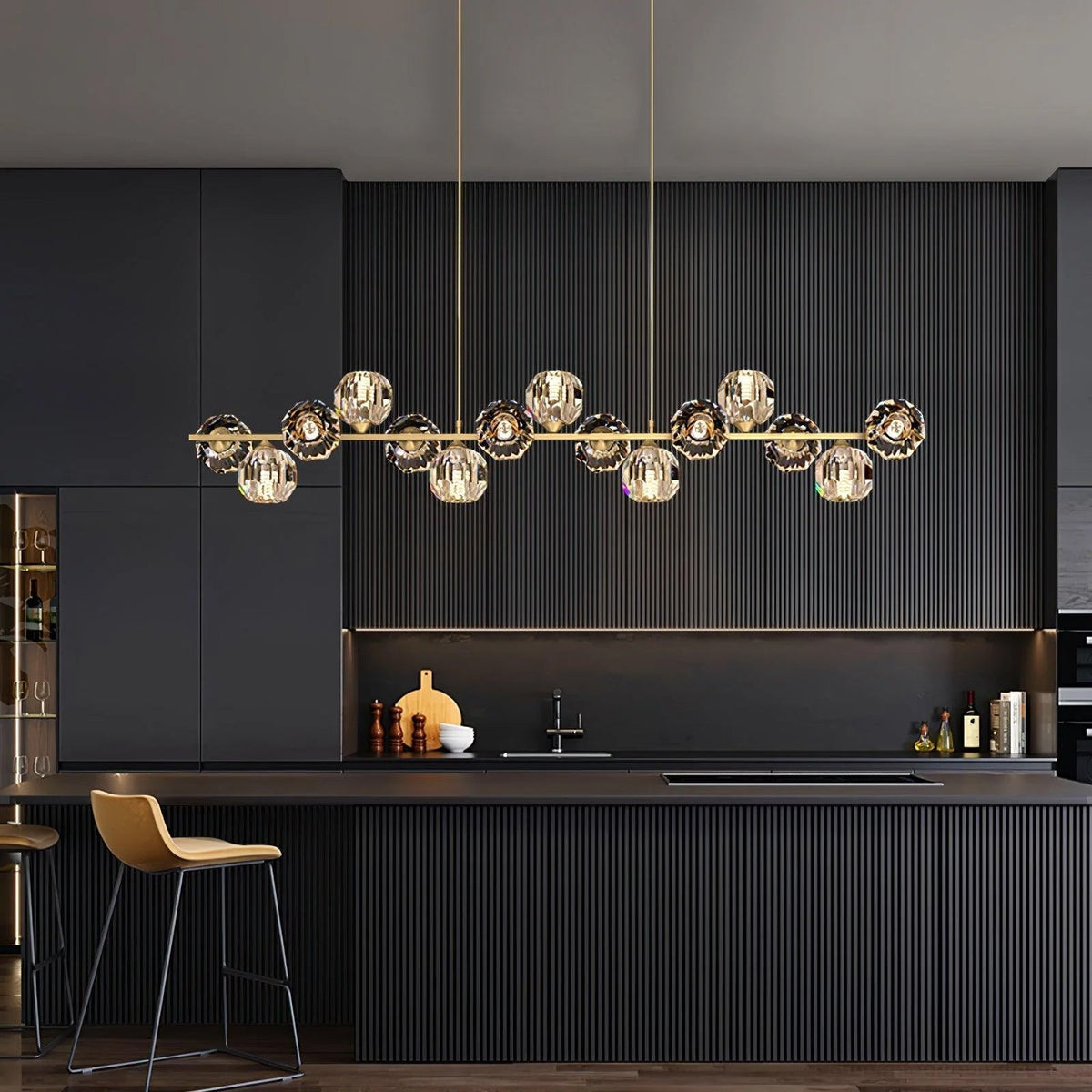 Drivel Postmodern Luxury Ball Brass Crystal Glass Chandelier