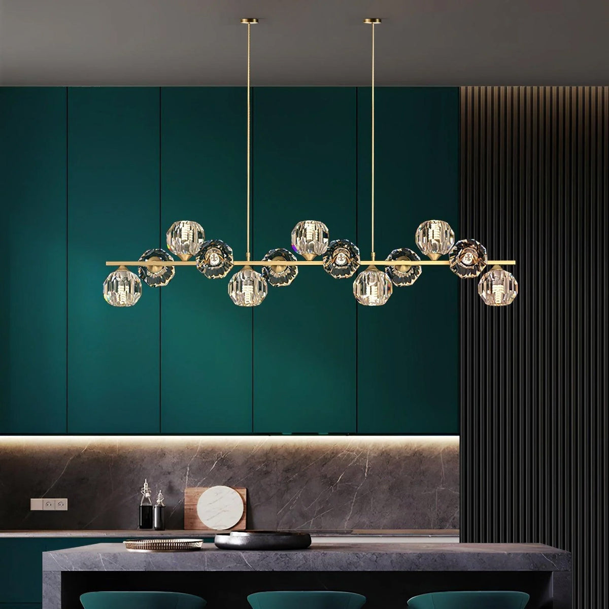 Drivel Postmodern Luxury Ball Brass Crystal Glass Chandelier