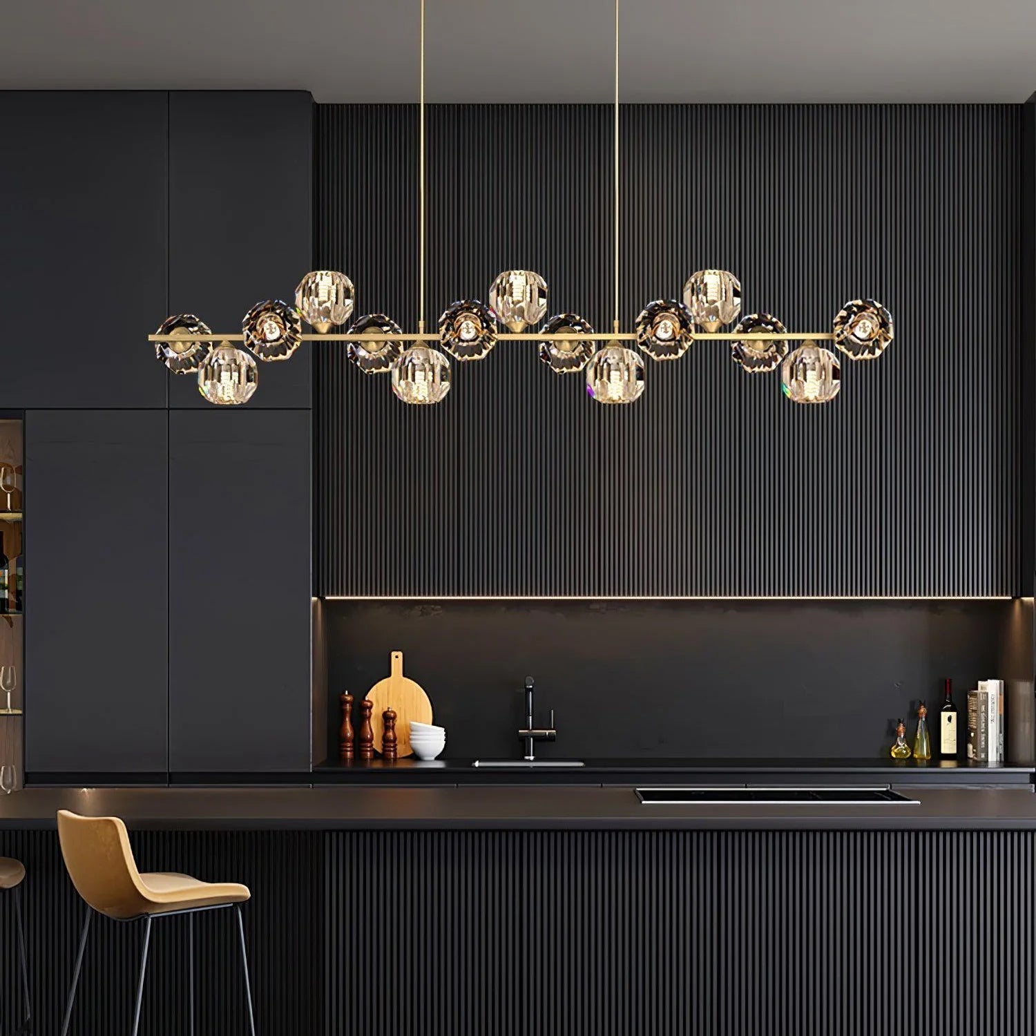 Drivel Postmodern Luxury Ball Brass Crystal Glass Chandelier