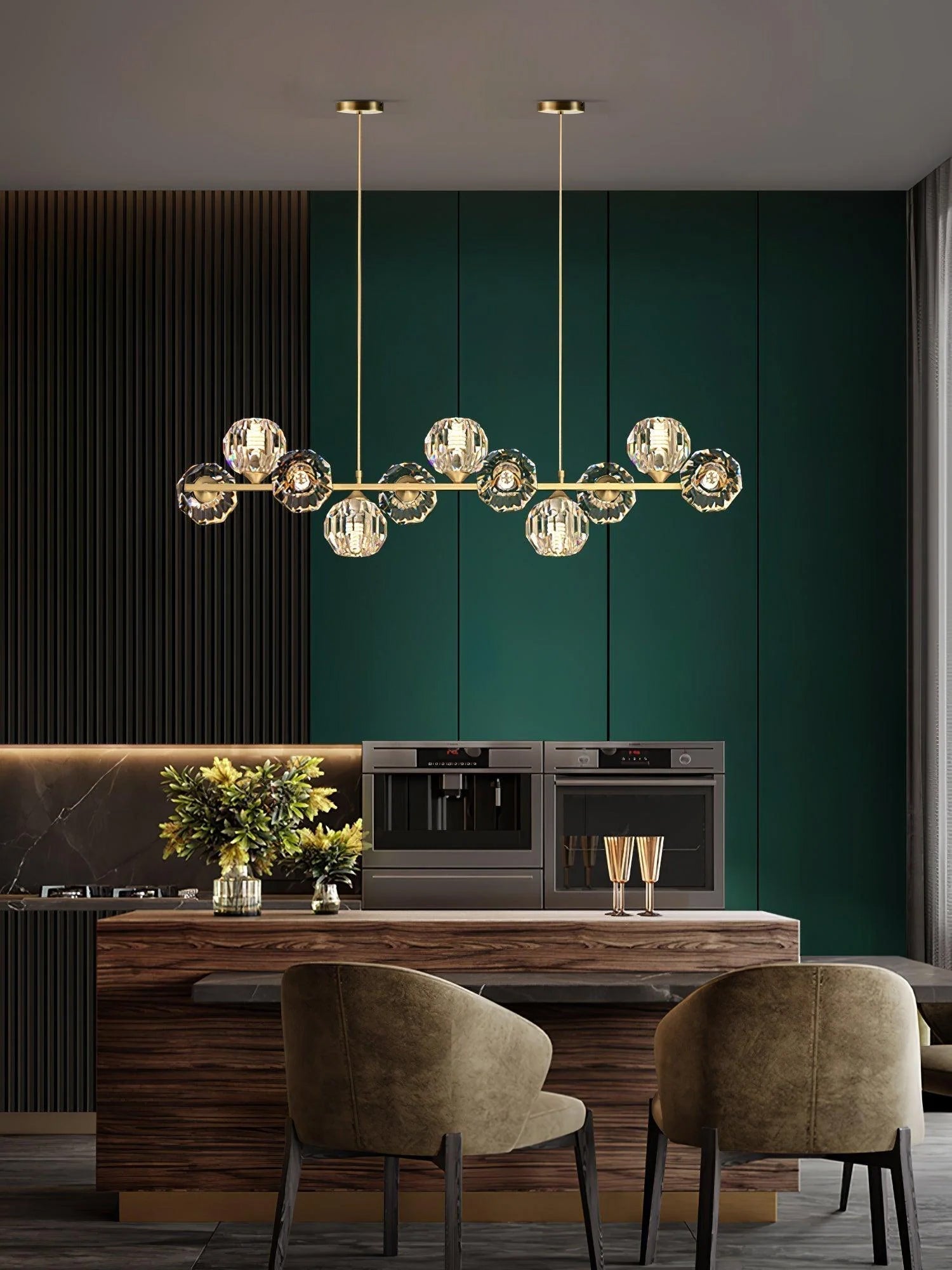 Drivel Postmodern Luxury Ball Brass Crystal Glass Chandelier