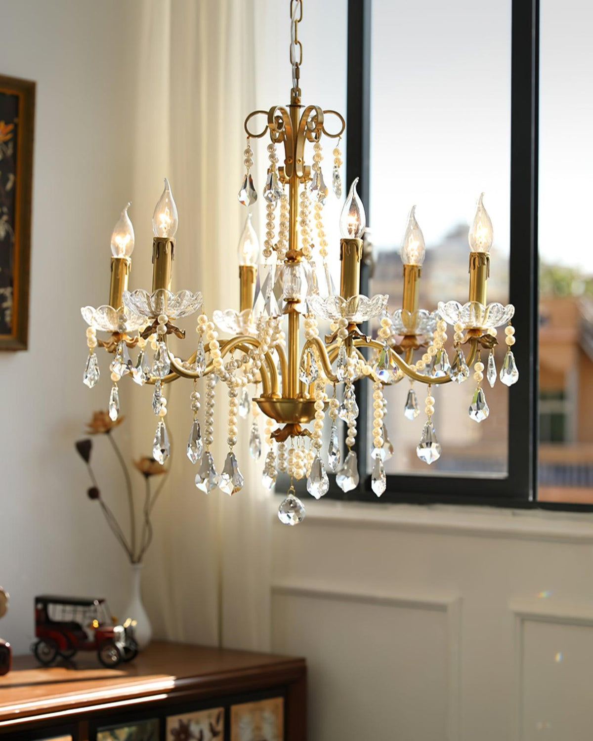 Elyeriel Chandelier Crystal Pearl