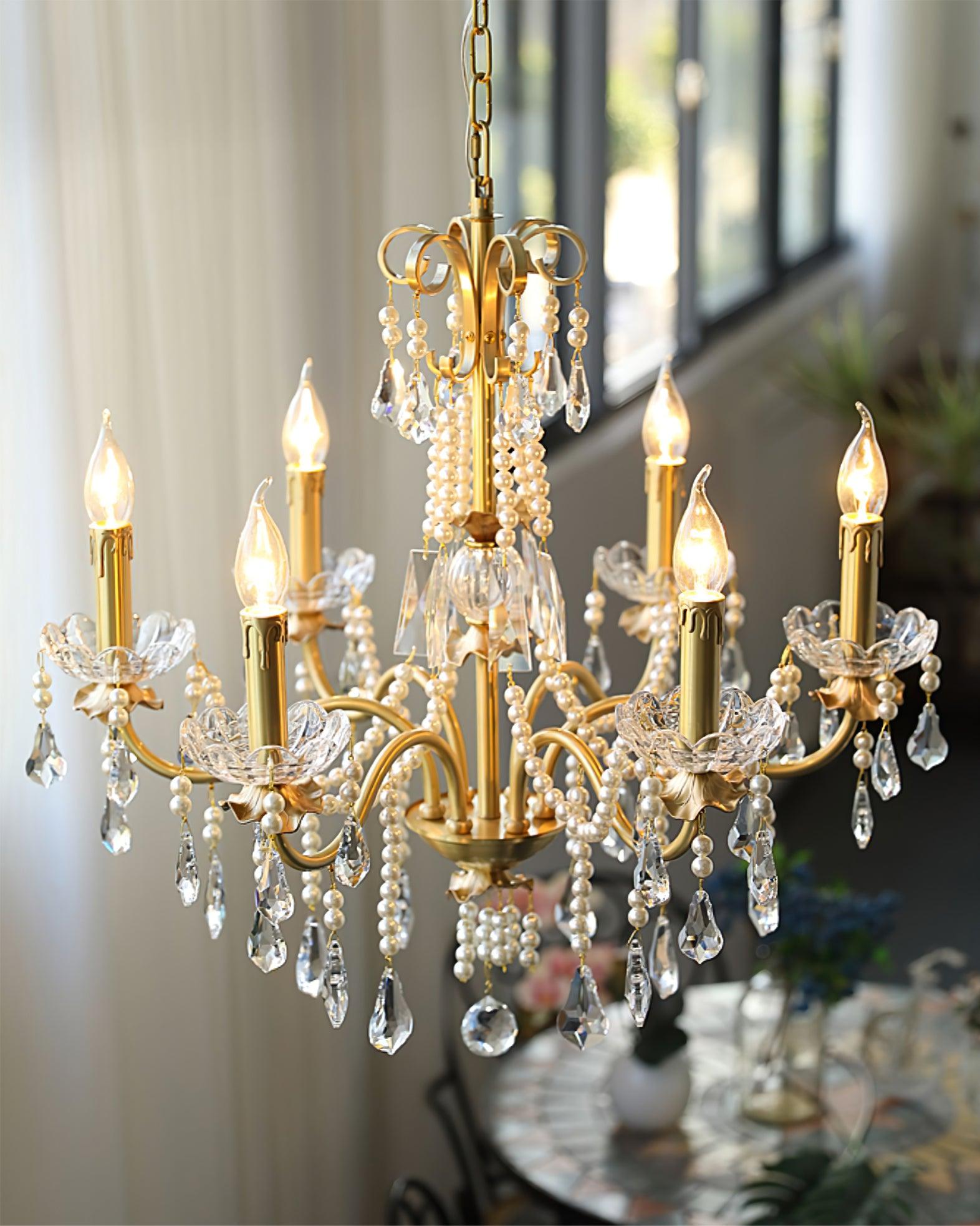 Elyeriel Chandelier Crystal Pearl
