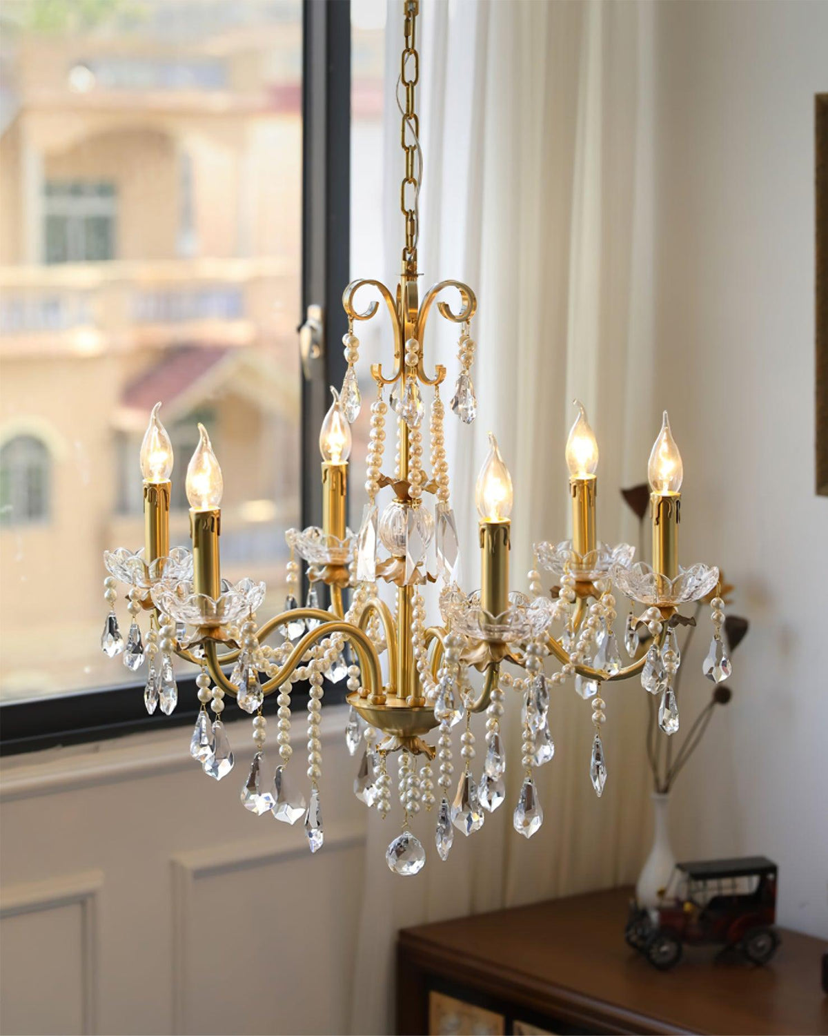 Elyeriel Chandelier Crystal Pearl