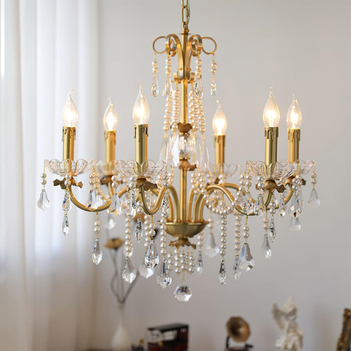Elyeriel Chandelier Crystal Pearl