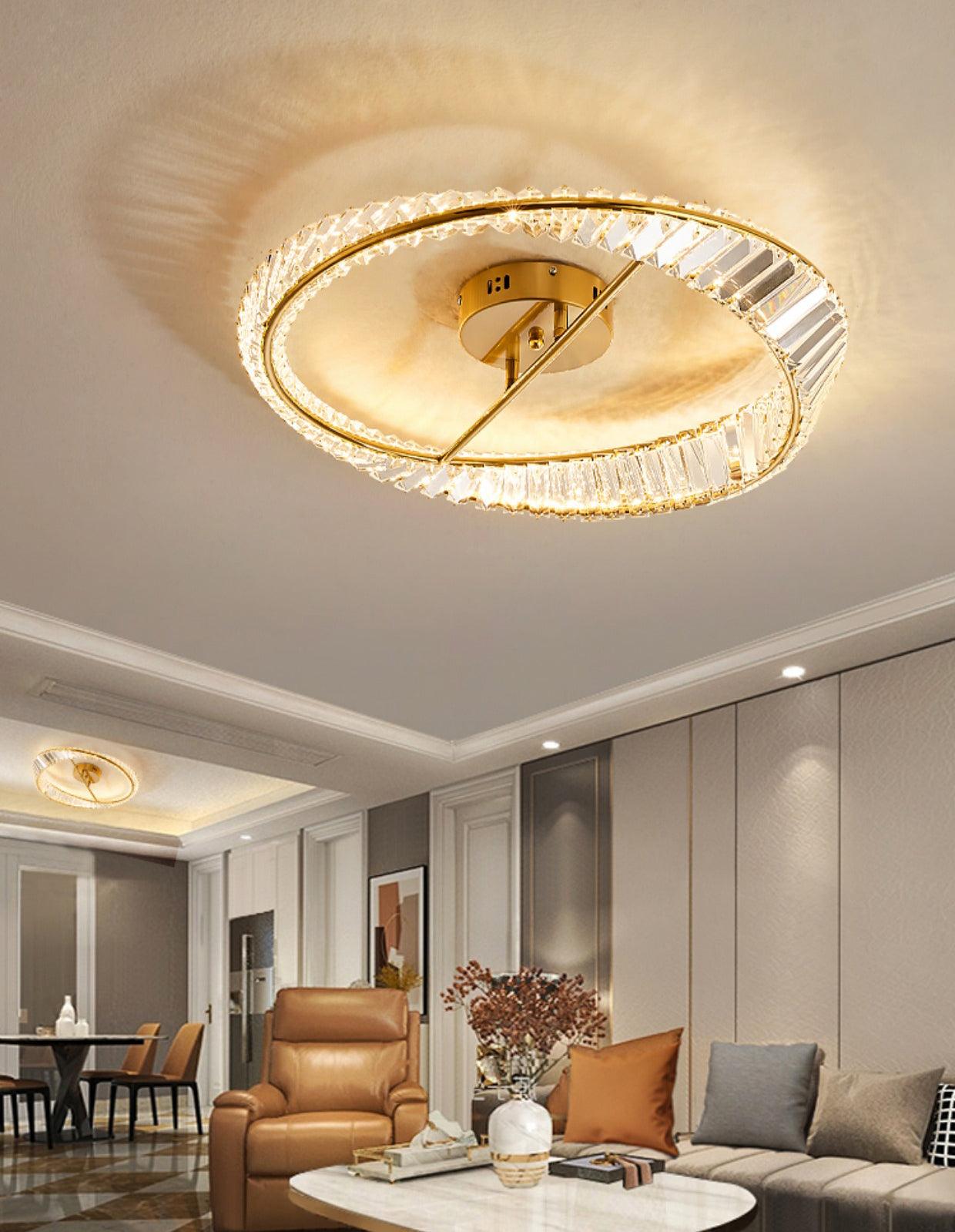 Elyaniella Ceiling Light Crystal Rings Stainless Steel