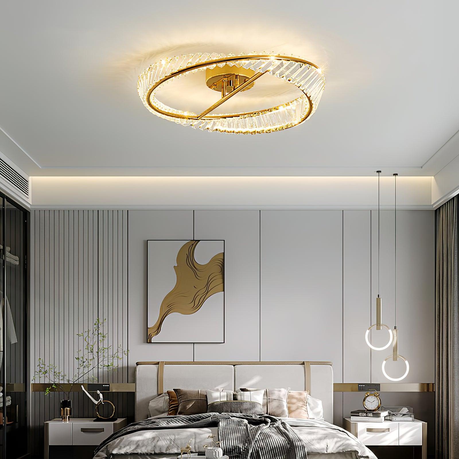 Elyaniella Ceiling Light Crystal Rings Stainless Steel
