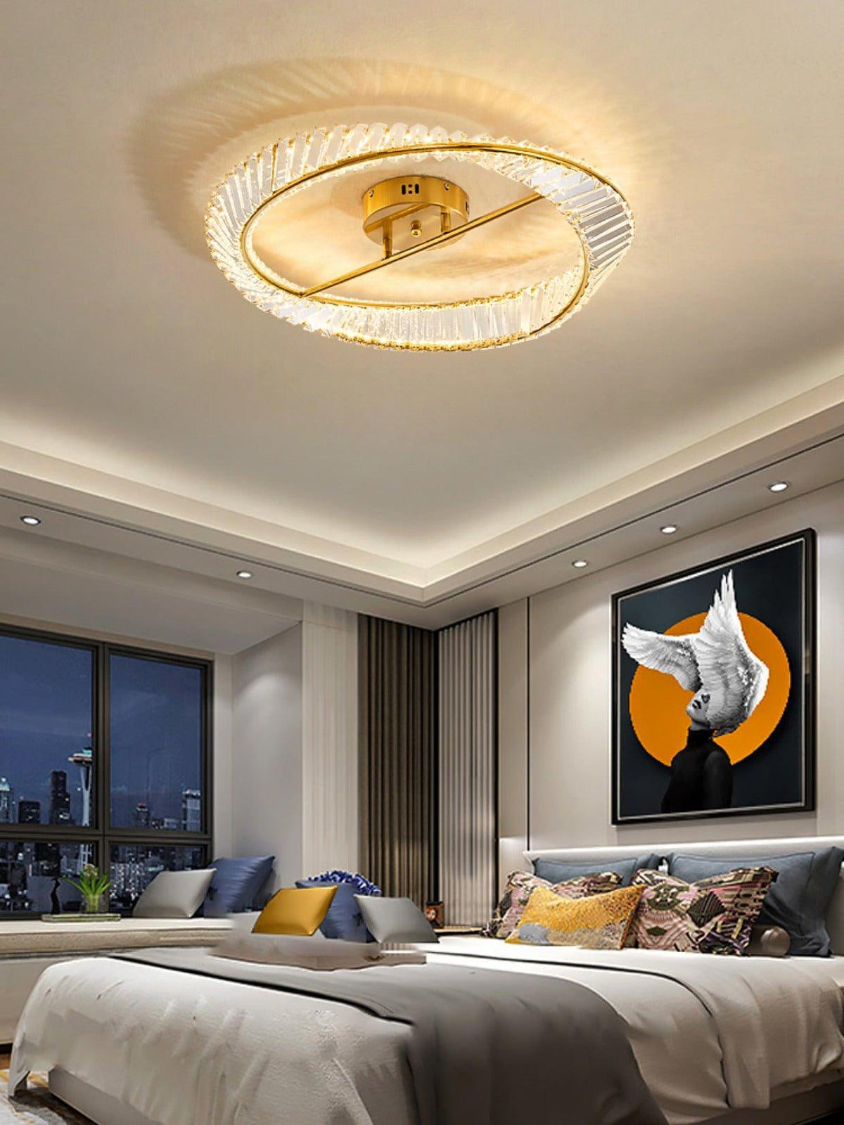 Elyaniella Ceiling Light Crystal Rings Stainless Steel