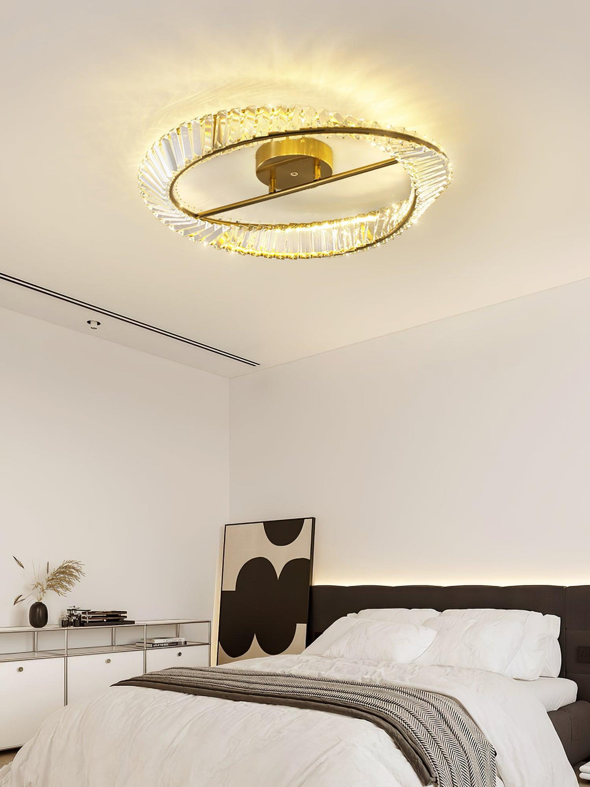 Elyaniella Ceiling Light Crystal Rings Stainless Steel