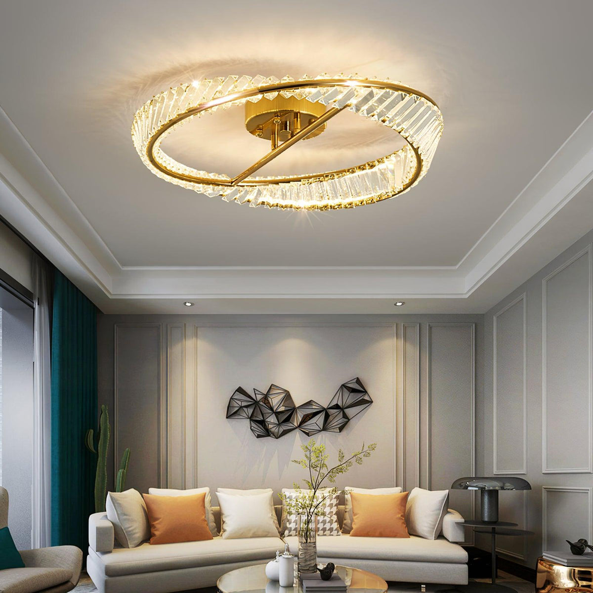 Elyaniella Ceiling Light Crystal Rings Stainless Steel