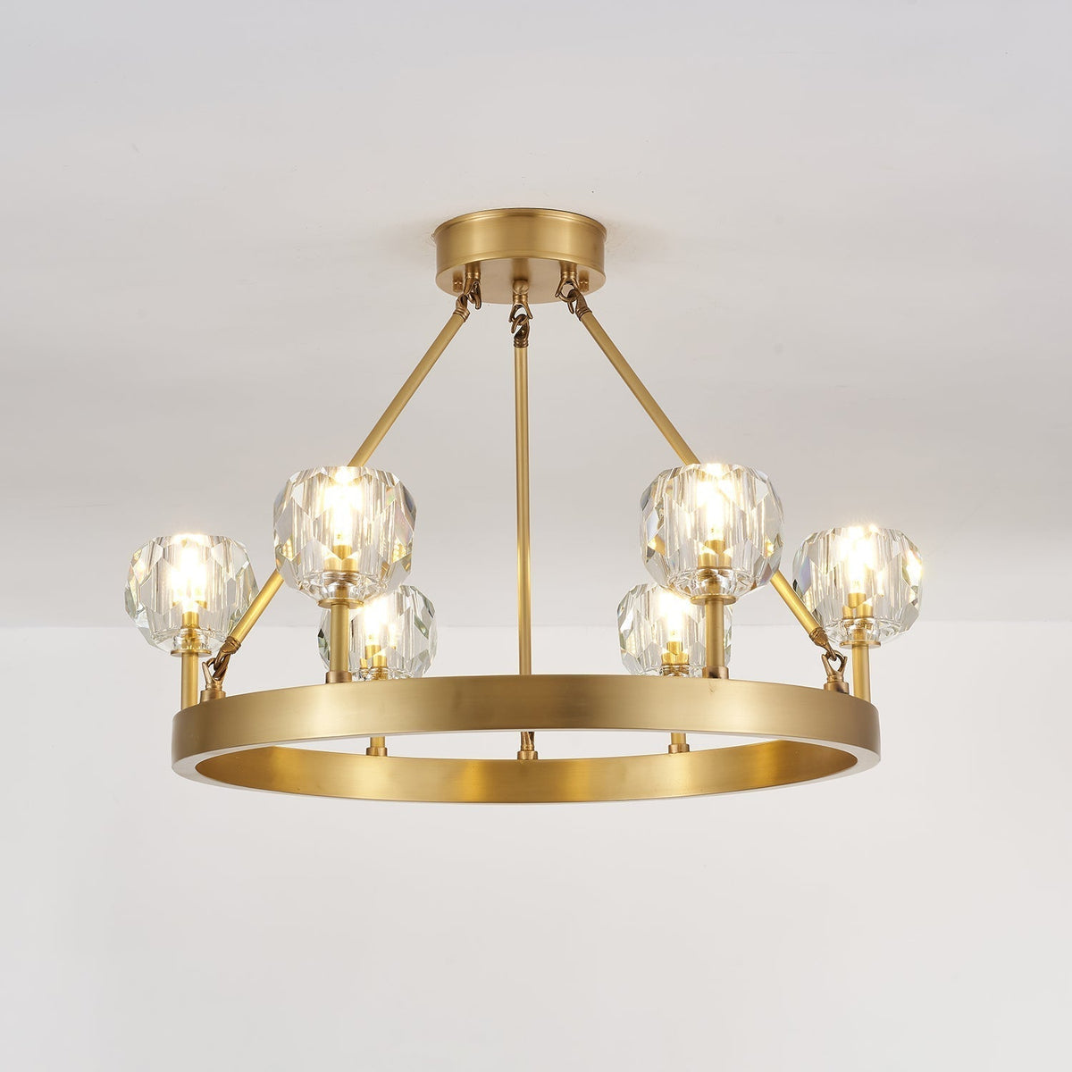 Syzorisra Modern Crystal Brass Chandelier