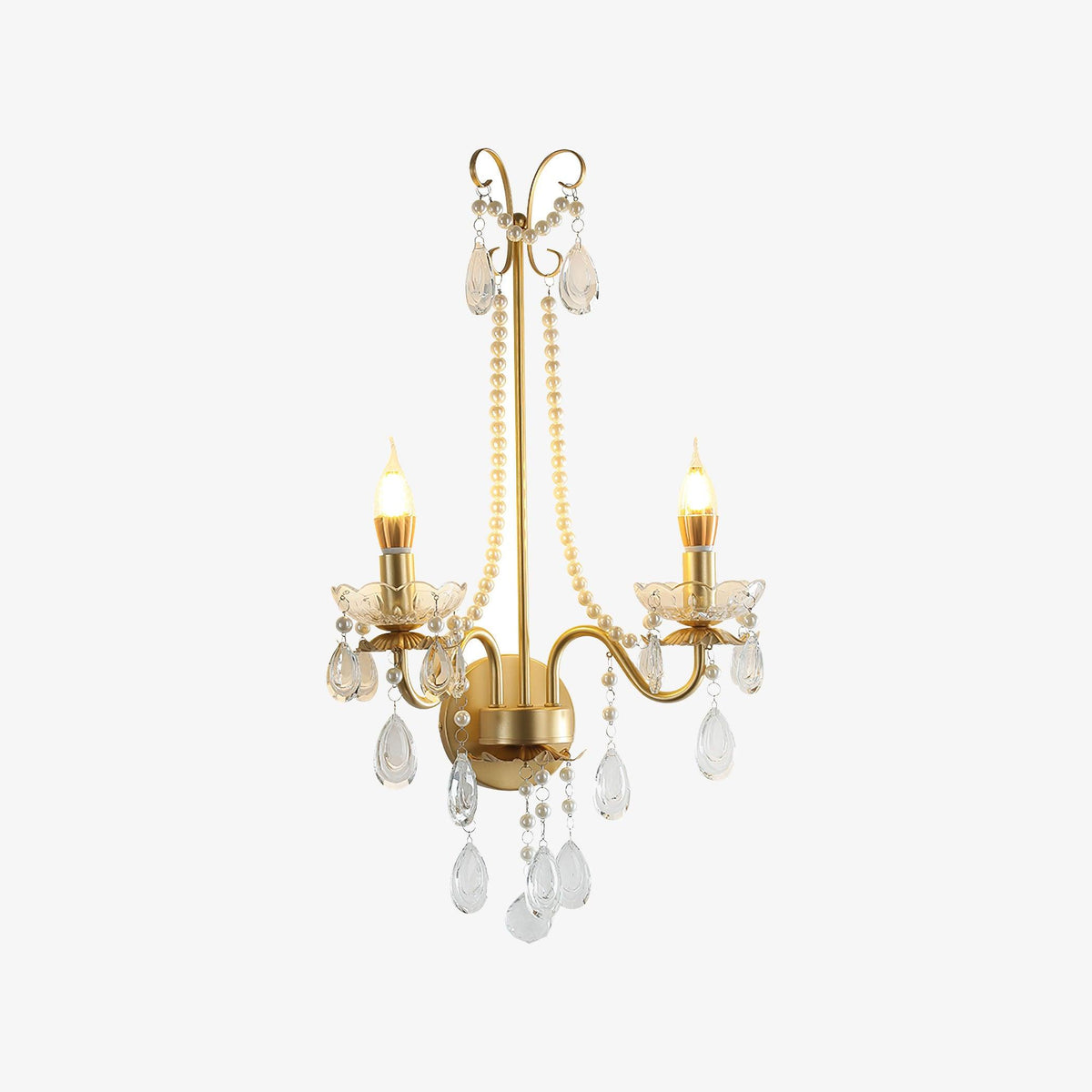 Nydoraris Elegance Pearl Chain Crystal Wall Lamp