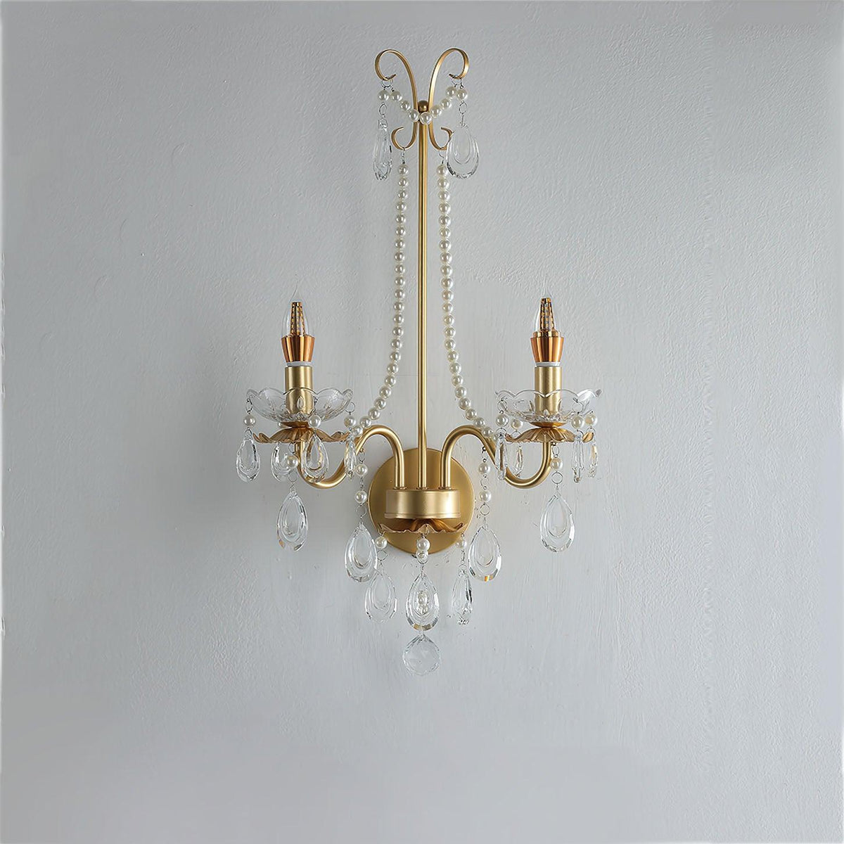 Nydoraris Elegance Pearl Chain Crystal Wall Lamp