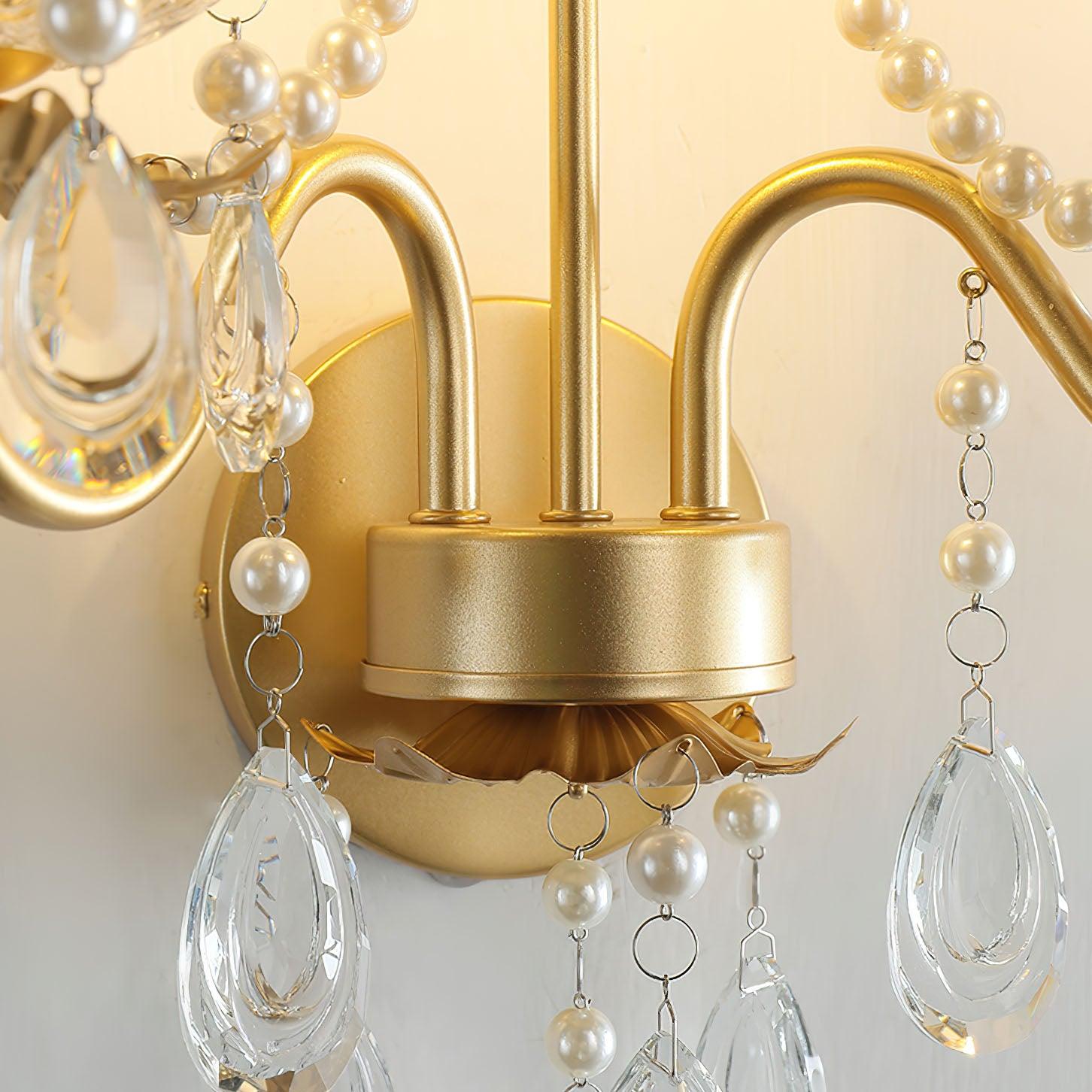 Nydoraris Elegance Pearl Chain Crystal Wall Lamp