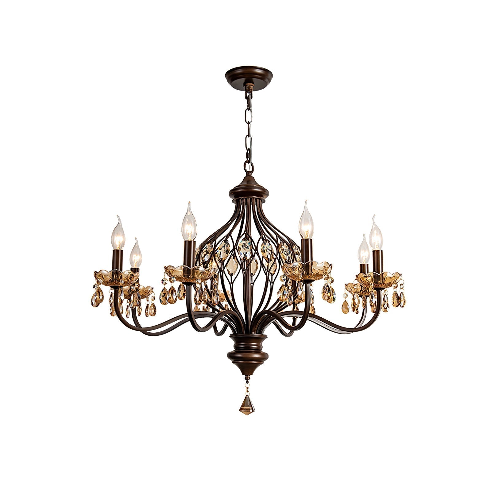 Enorel Vintage Bronze Crystal Chandelier