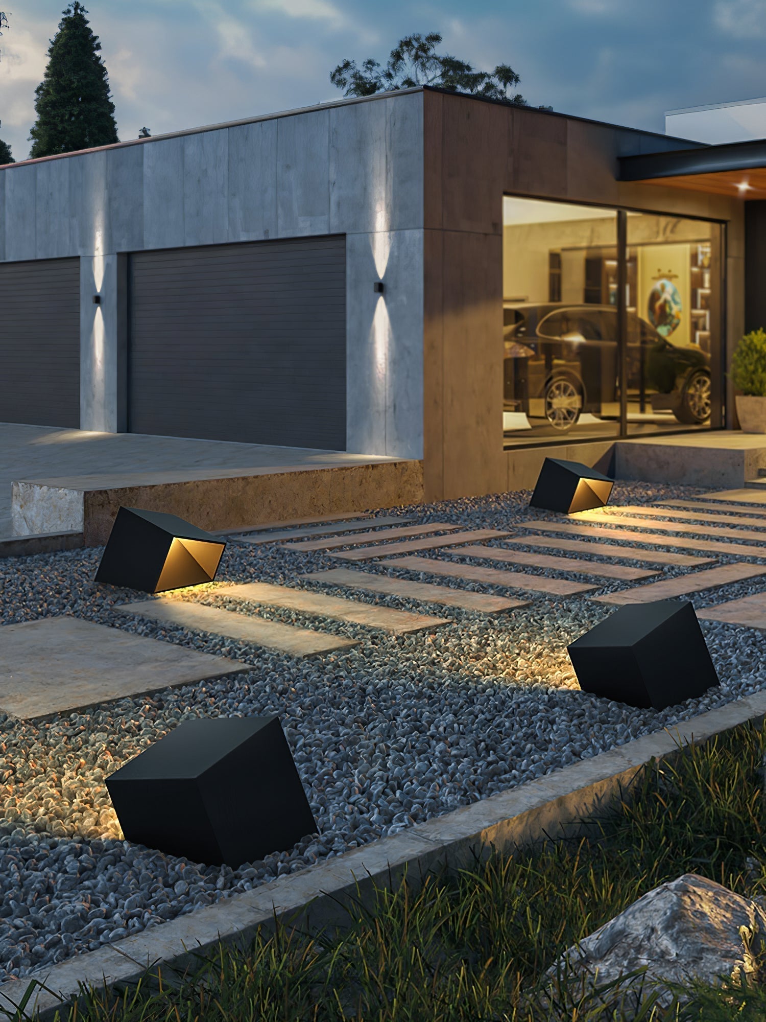 Evsore Unique Cube Garden Solar Outdoor Light