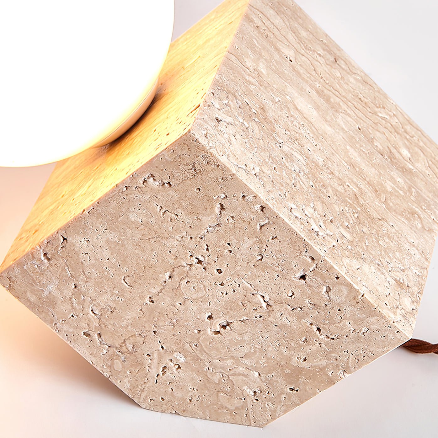 Rolt Geometric Travertine Table Lamp