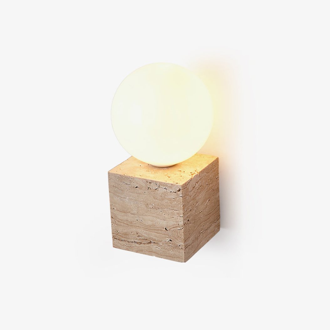 Eurlaean Cube-Base Travertine Wall Light