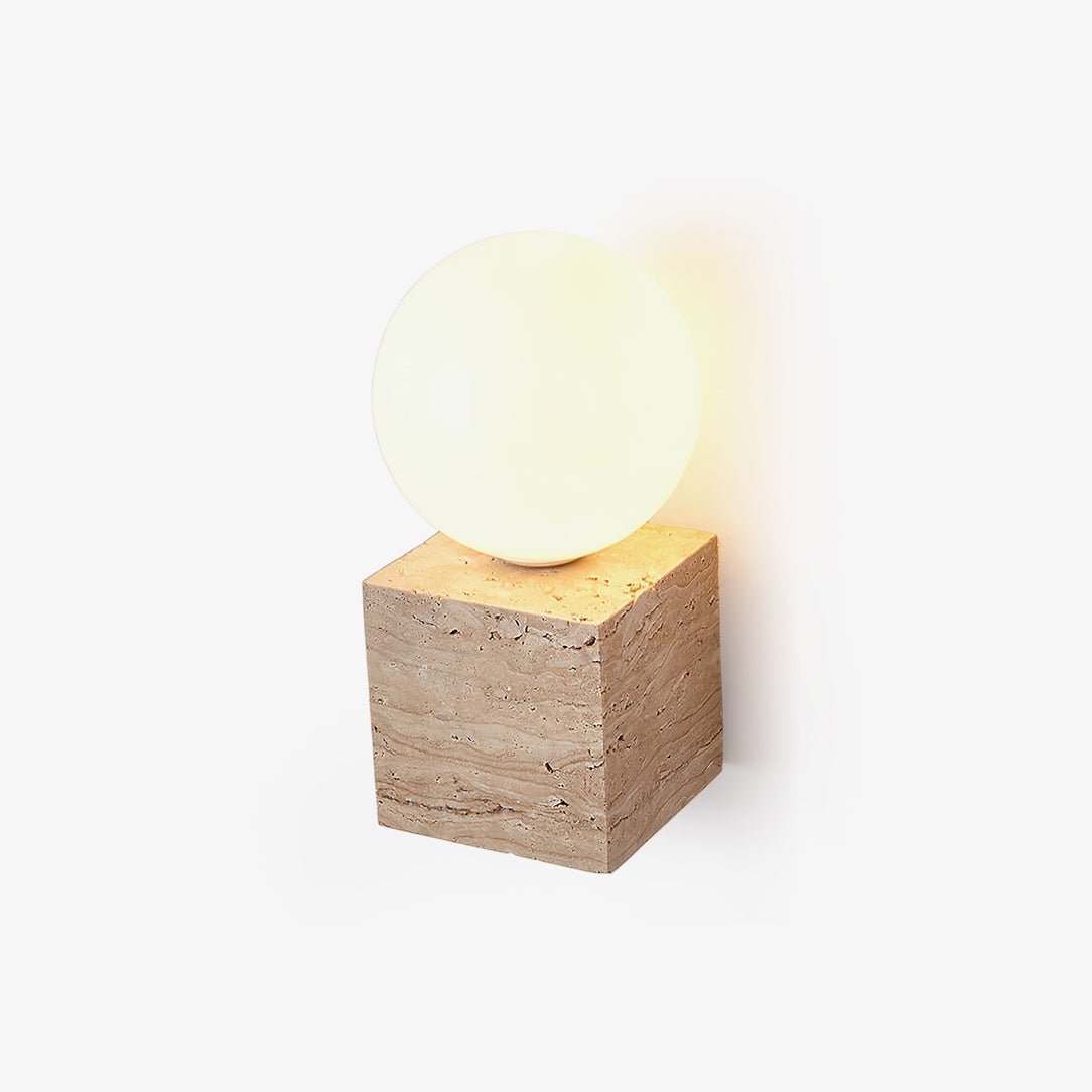 Eurlaean Cube-Base Travertine Wall Light