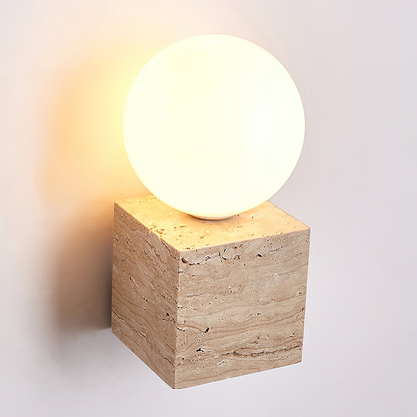 Eurlaean Cube-Base Travertine Wall Light