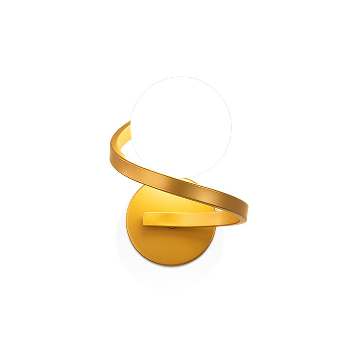 Yvian Curved Modern Minimalist Brass Glass Wall Lamp