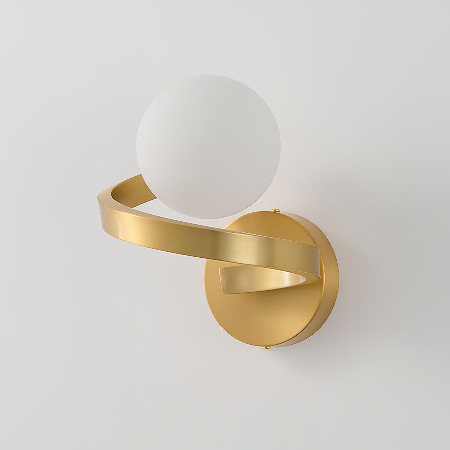 Yvian Curved Modern Minimalist Brass Glass Wall Lamp