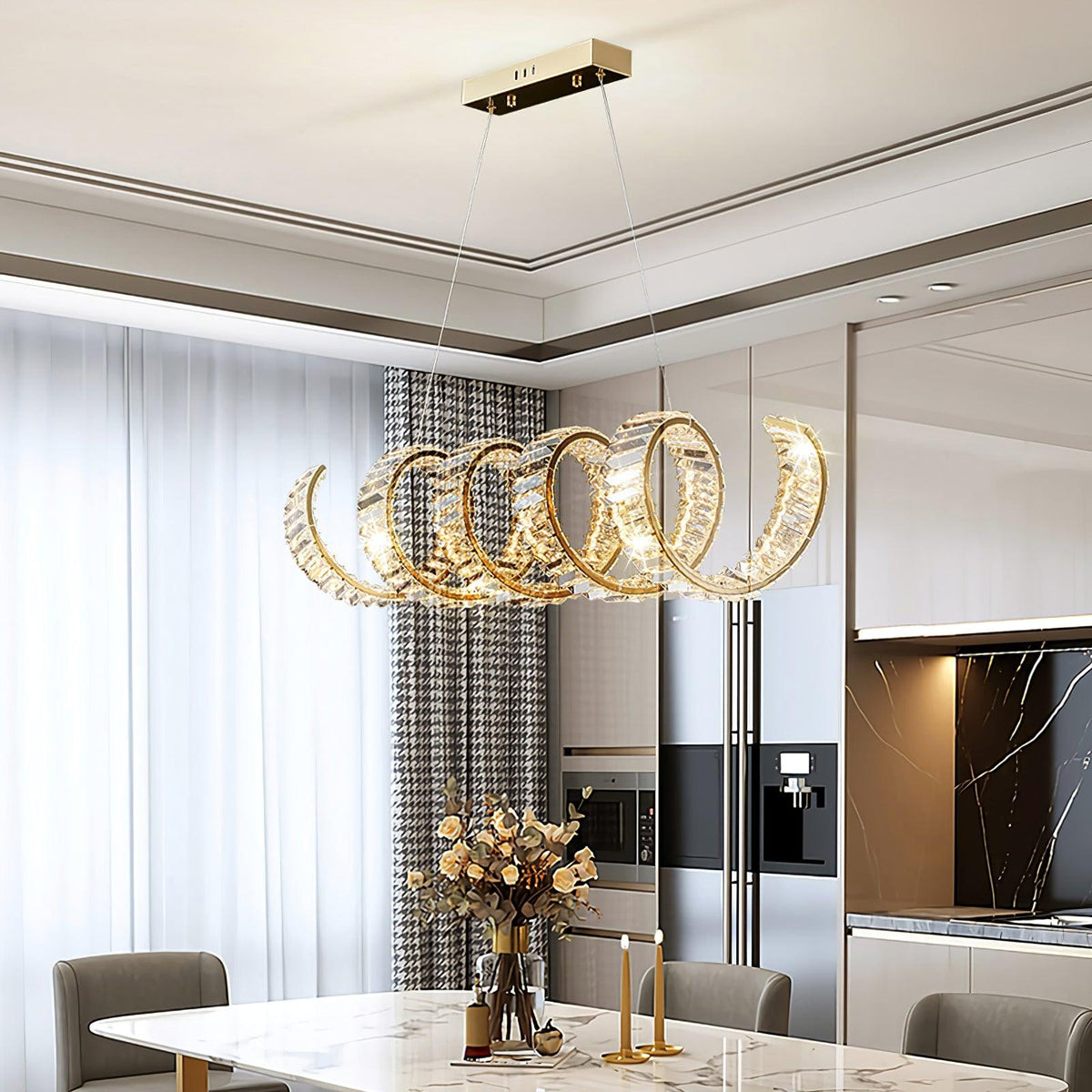 Luxielle Chandelier Curved LED Crystal Luxurious