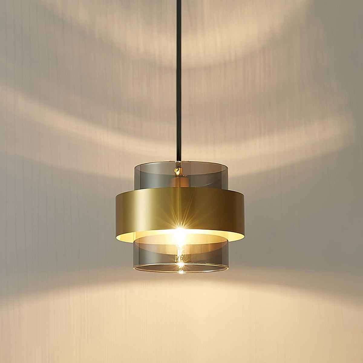 Celariella Pendant Lamp Brass Cylinder Glass Contemporary