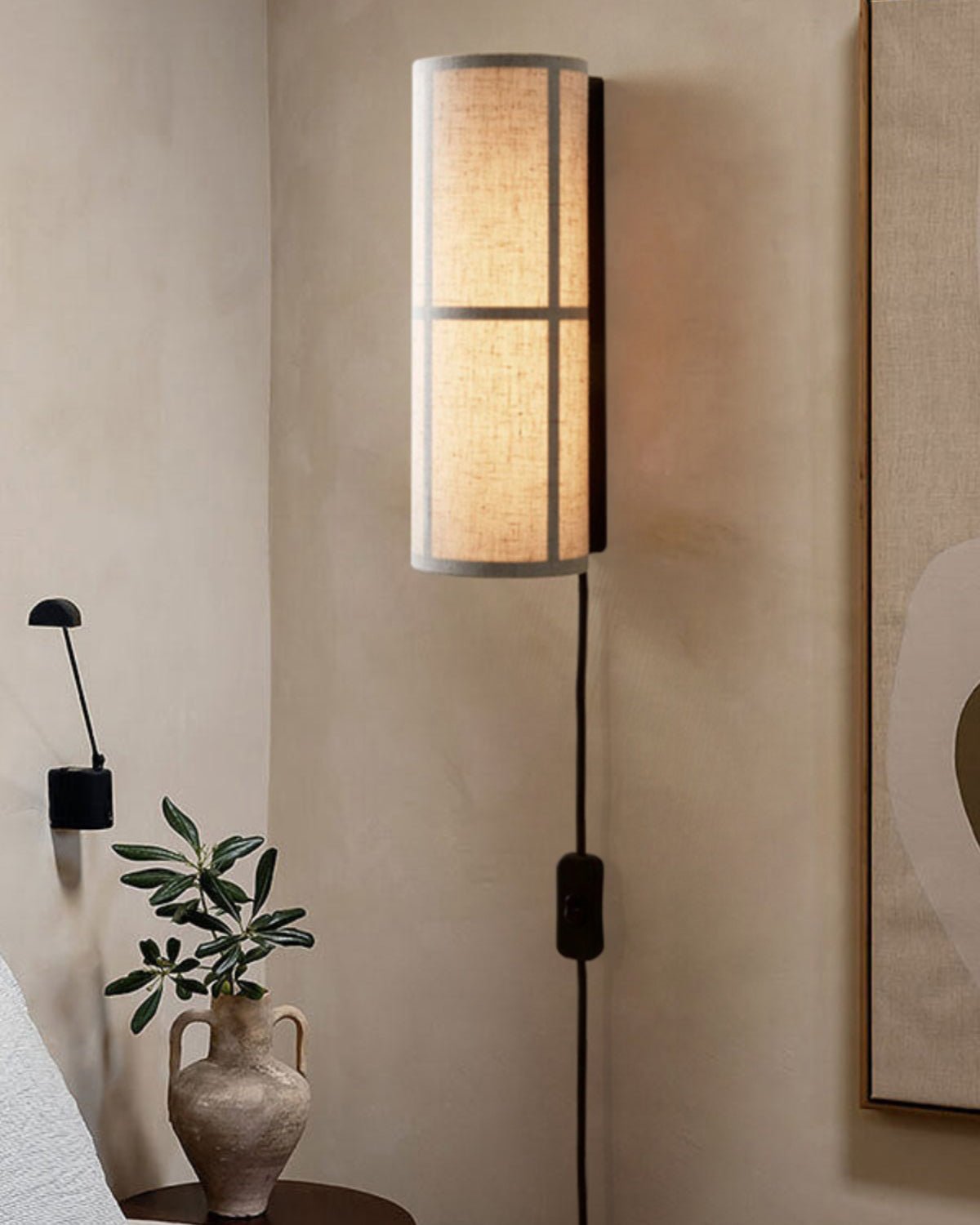 Seraniella Cylinder Nordic Art Plug-in Fabric Wall Lamp