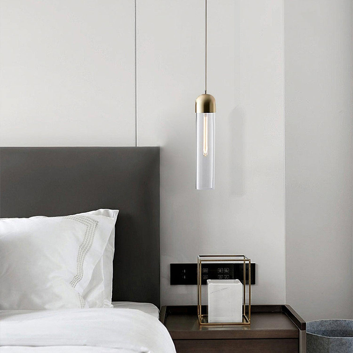 Eurcara Modern Minimalist Cylindrical Shape Glass Pendant Light