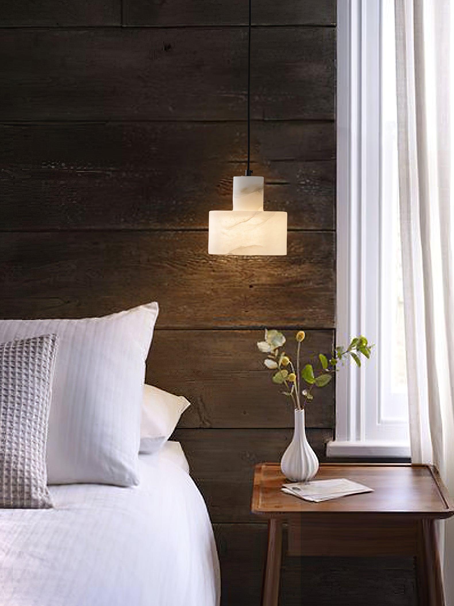 Alabaster Pendant Lgiht Dual Cylindrical