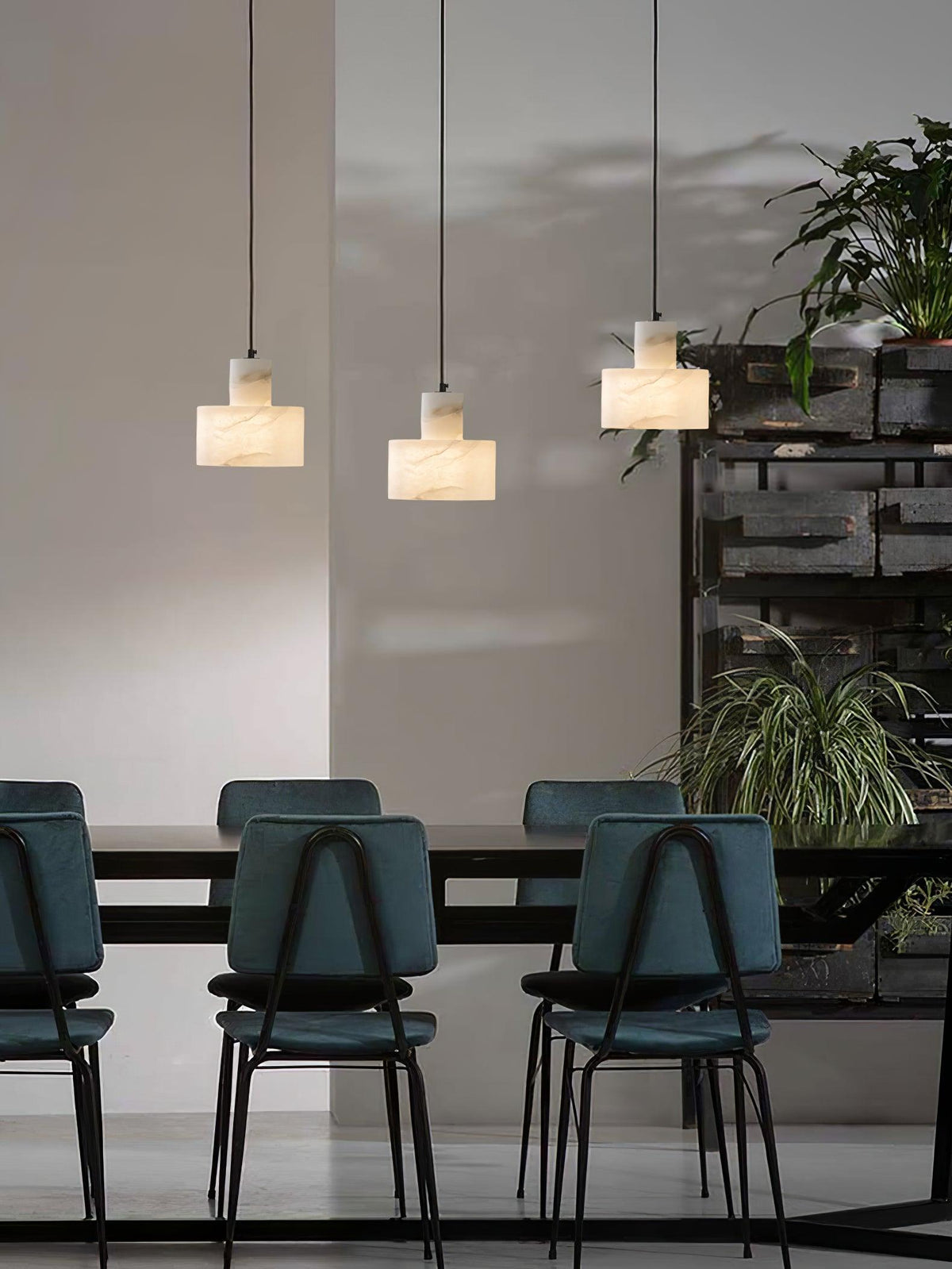 Alabaster Pendant Lgiht Dual Cylindrical