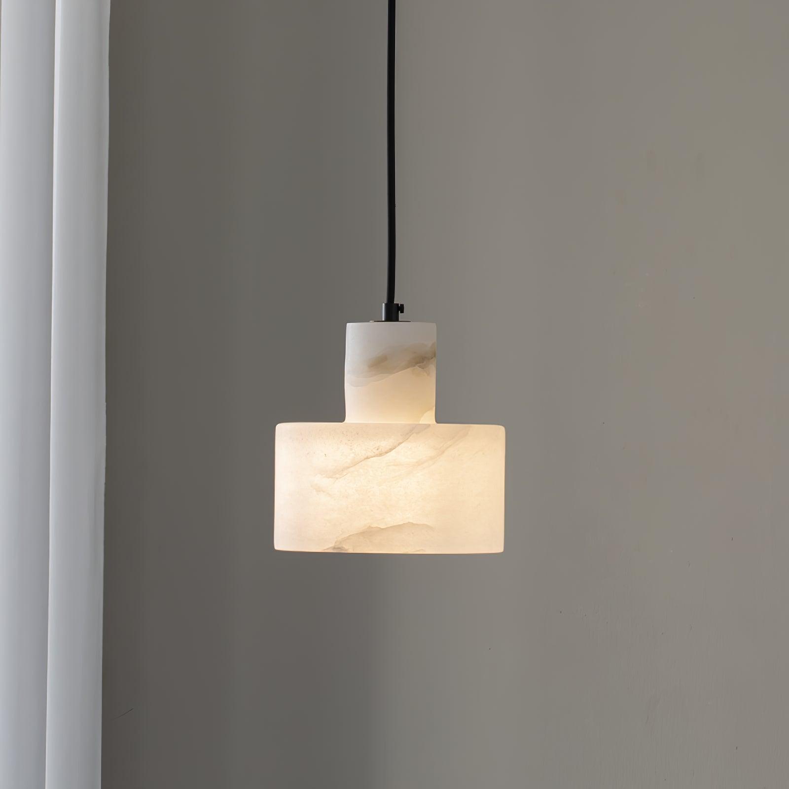 Alabaster Pendant Lgiht Dual Cylindrical