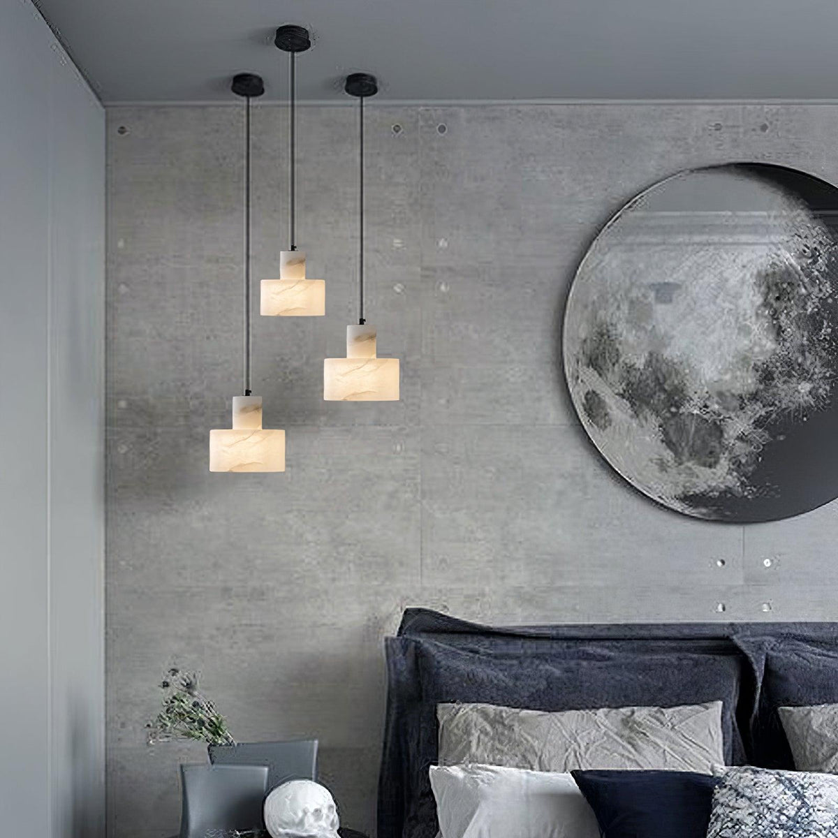 Alabaster Pendant Lgiht Dual Cylindrical