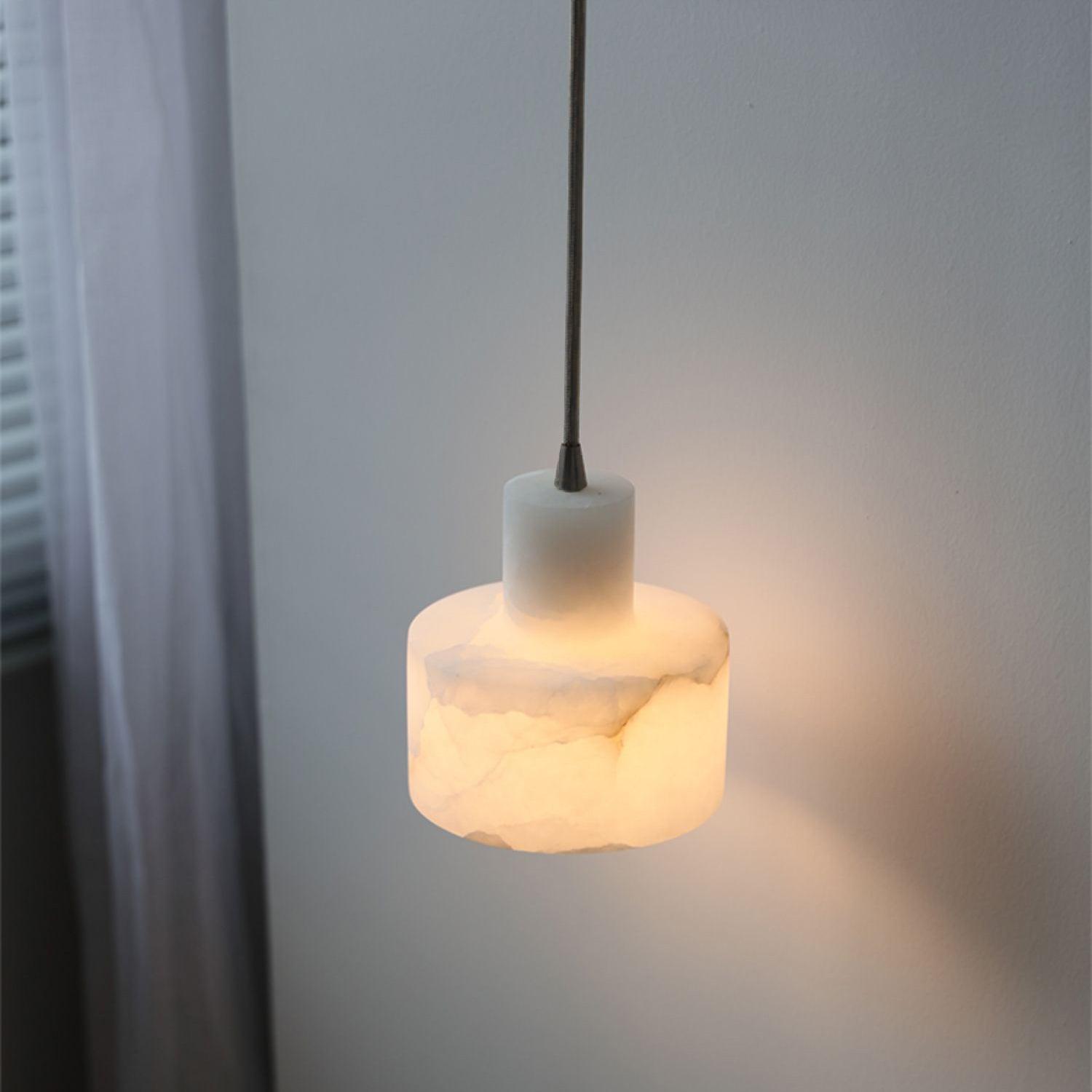 Alabaster Pendant Lgiht Dual Cylindrical