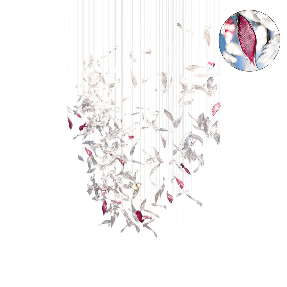 Zathaara Glass Feather Shape Chandelier